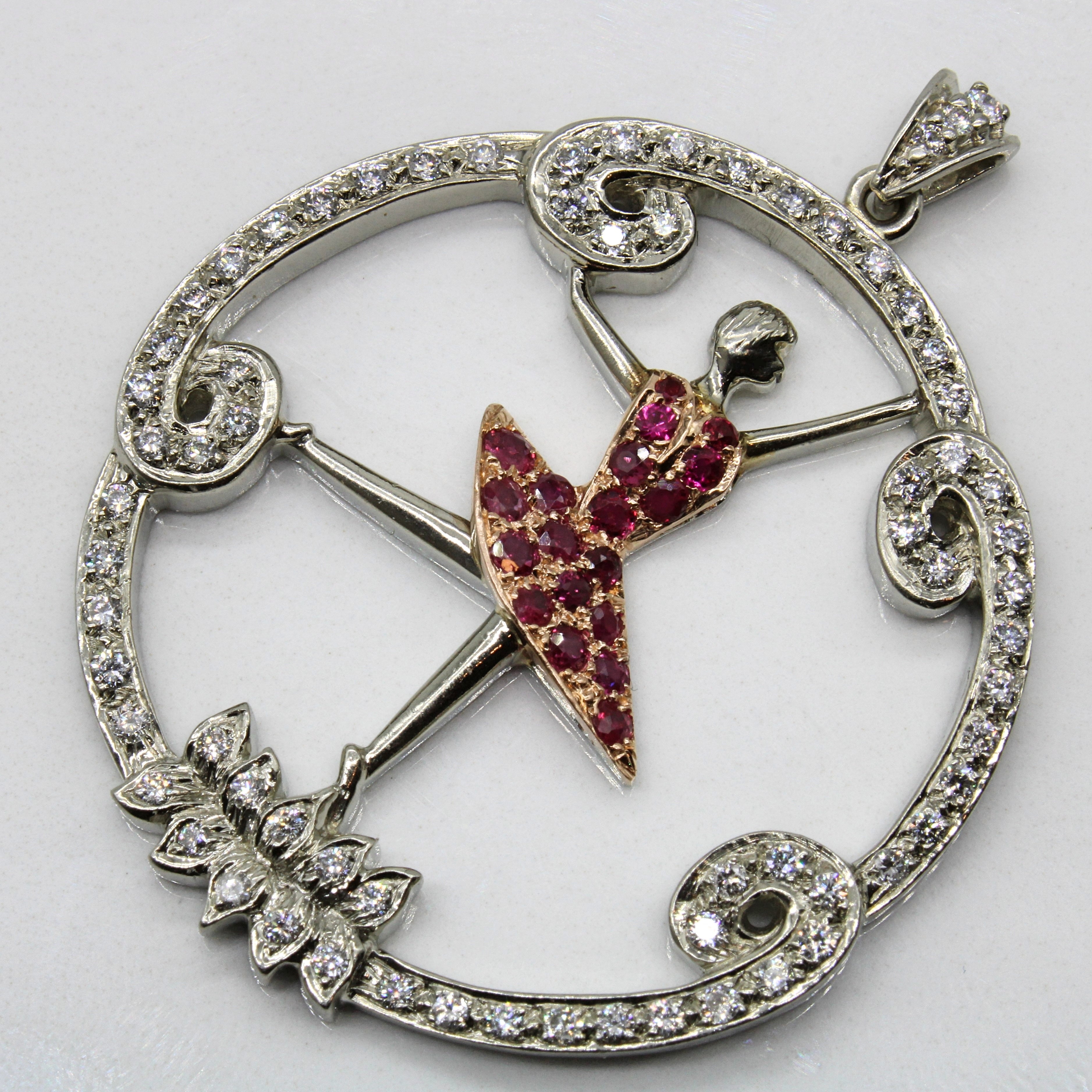 Diamond & Ruby Ballerina Pendant | 0.85ctw, 0.30ctw |