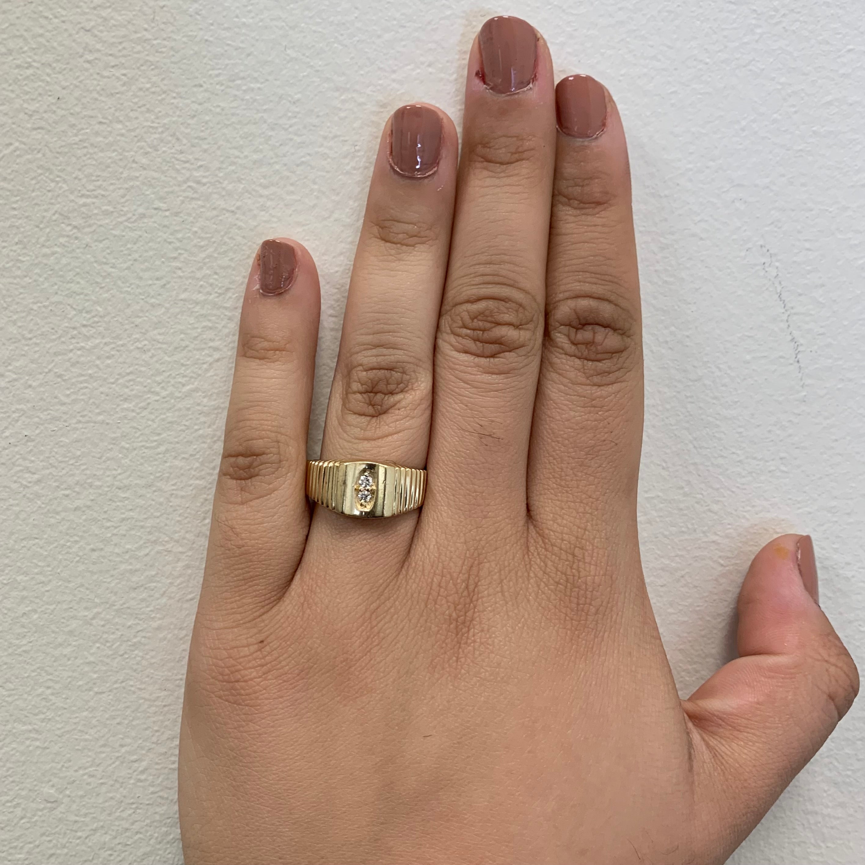 Two Diamond Ridged Ring | 0.08ctw | SZ 9 |