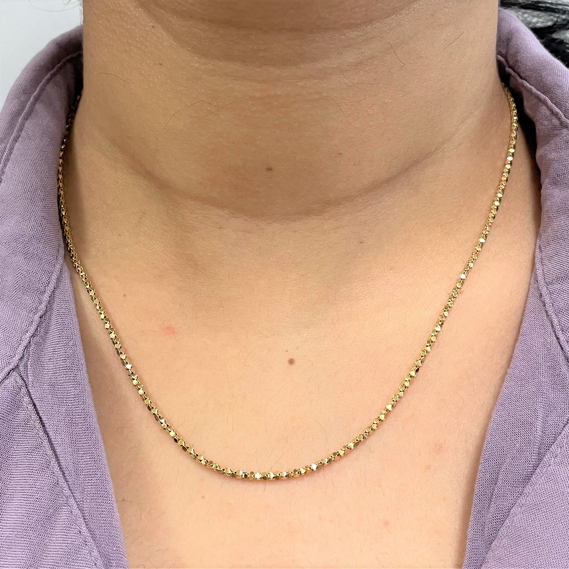 Italian 14k Yellow Gold Popcorn Chain | 18"|