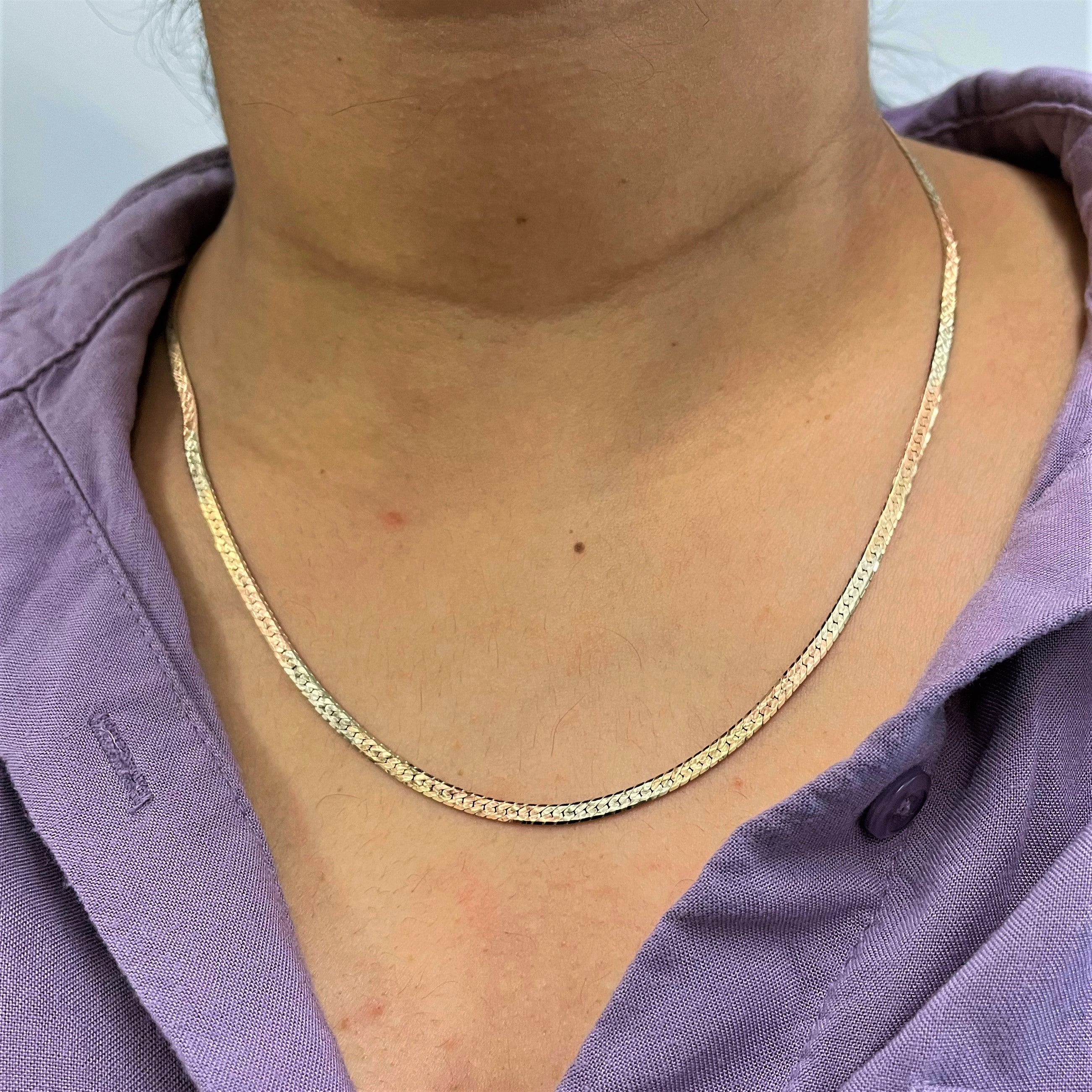 14k Tri Tone Gold Herringbone Chain | 18"|