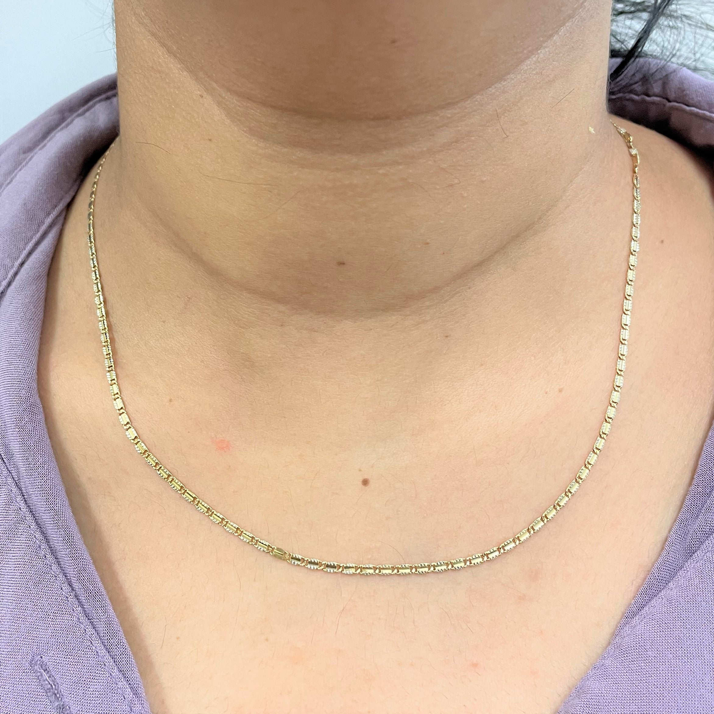 18k Two Tone Gold Anchor Chain | 18"|