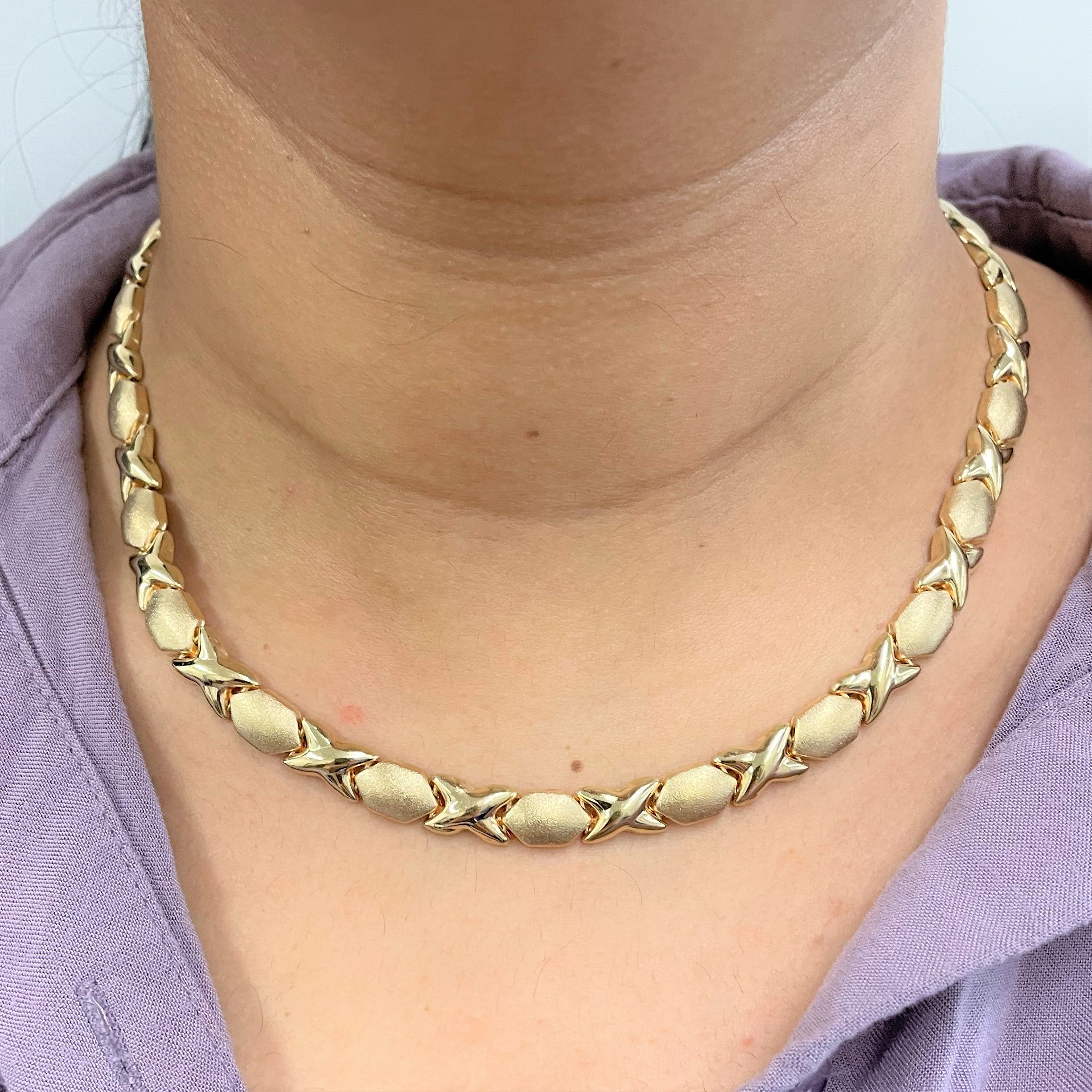 Collier à maillons croisés en or jaune 14 carats | 45,7 cm |