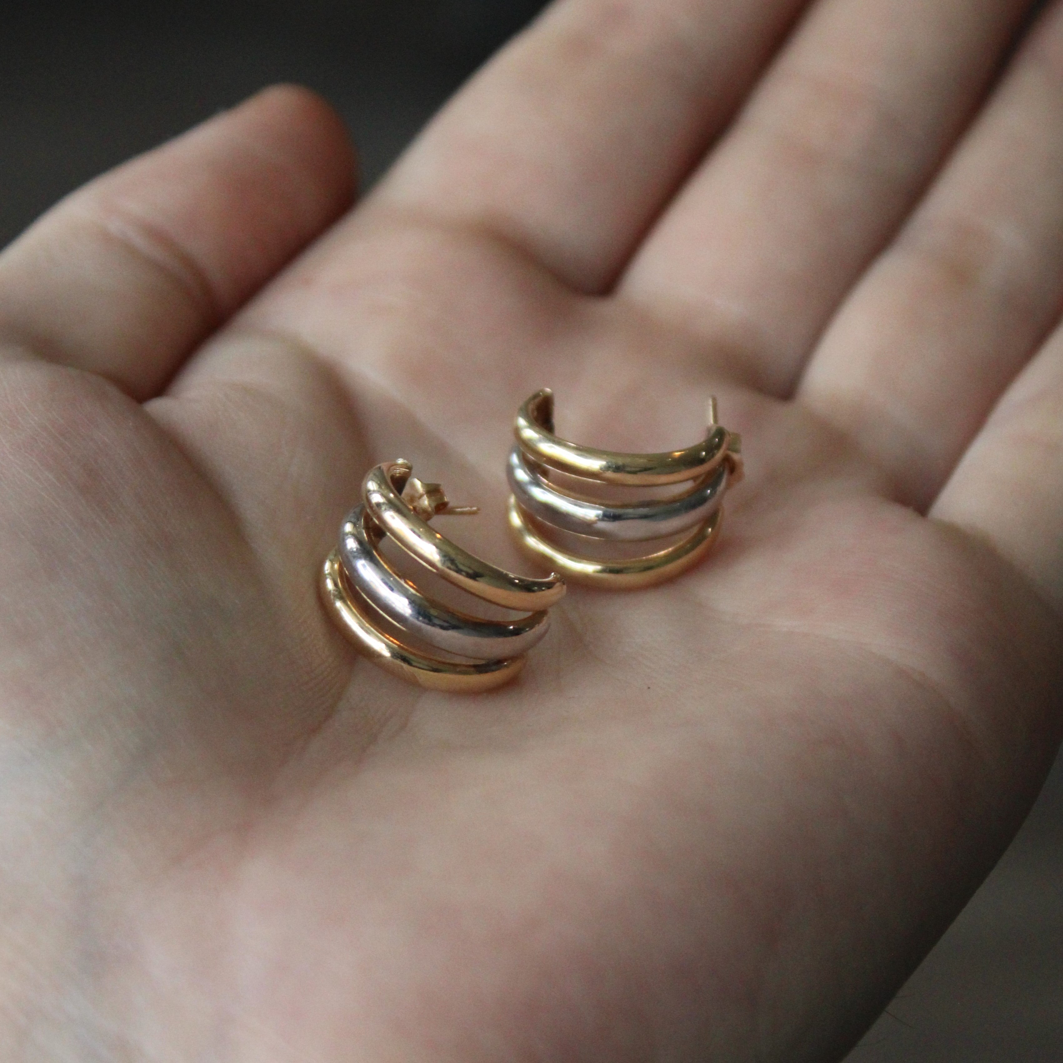 Two Tone Half Hoop Earrings |