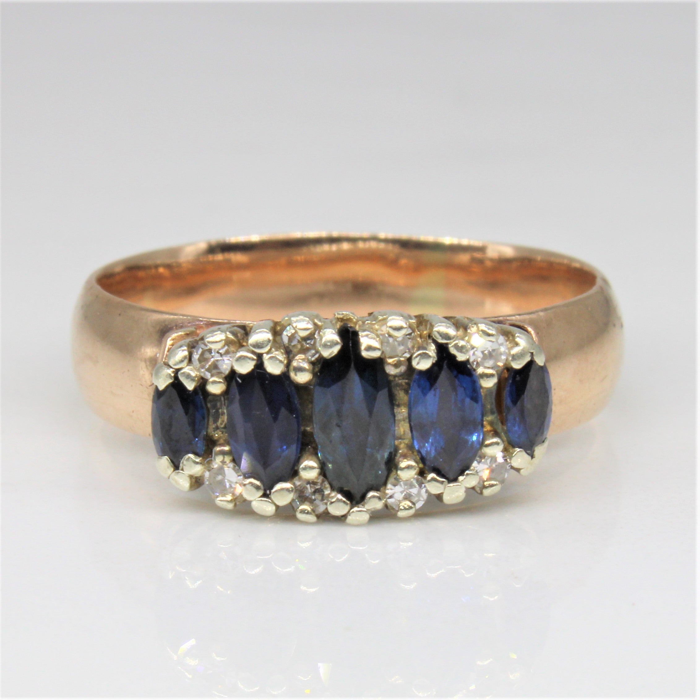 Marquise Sapphire & Diamond Ring | 0.75ctw, 0.08ctw | SZ 8 |