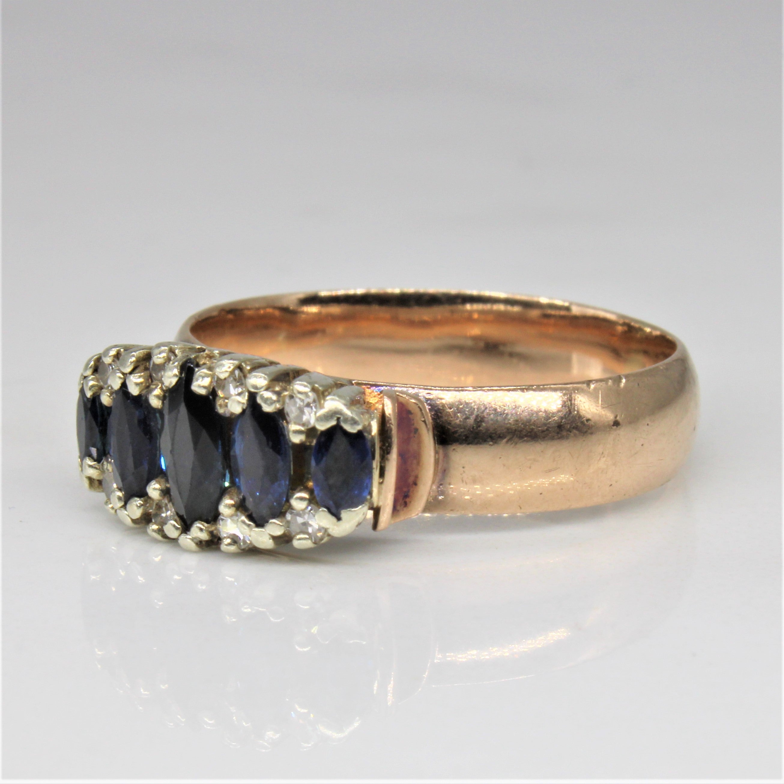 Marquise Sapphire & Diamond Ring | 0.75ctw, 0.08ctw | SZ 8 |