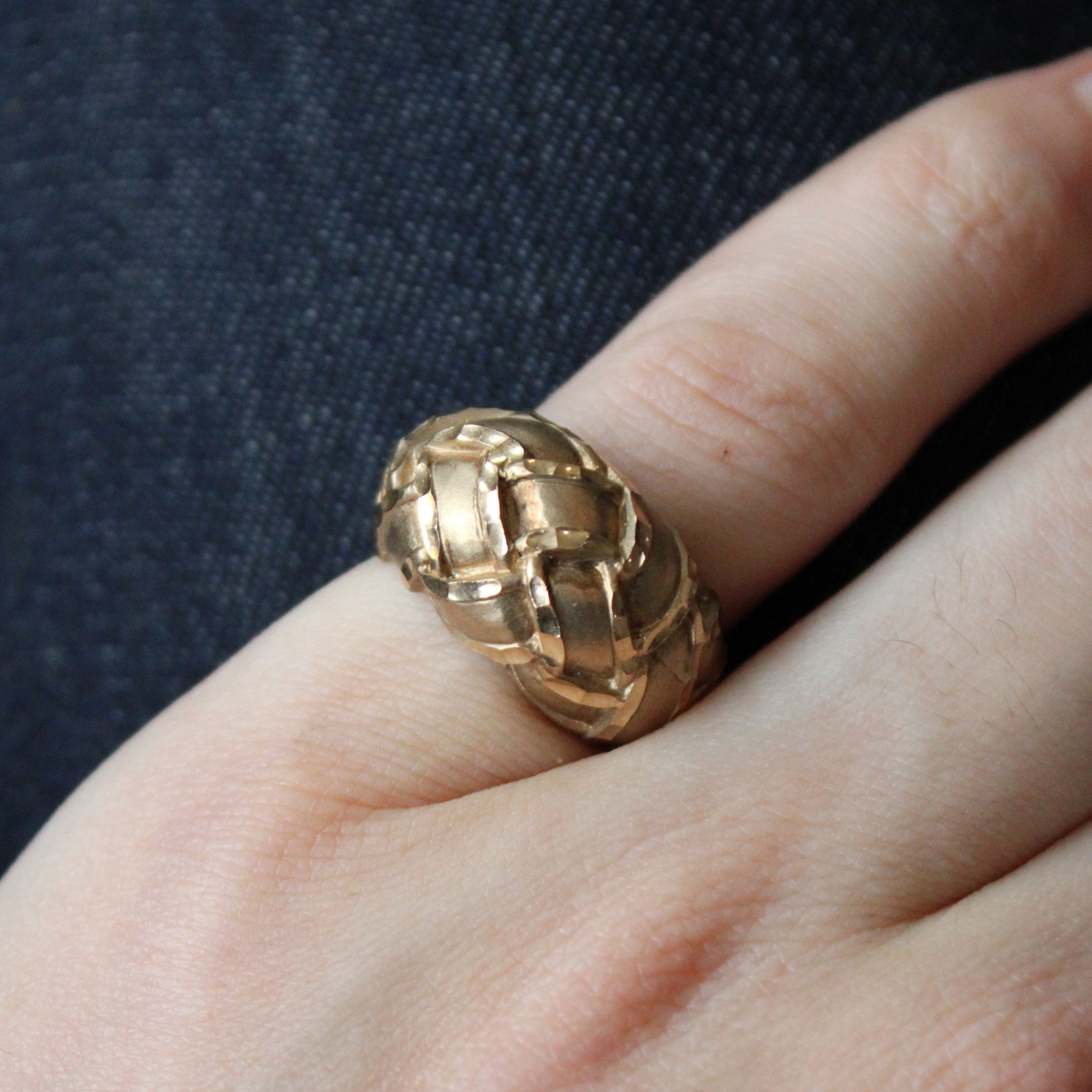 Braided Yellow Gold Croissant Ring | SZ 6 |