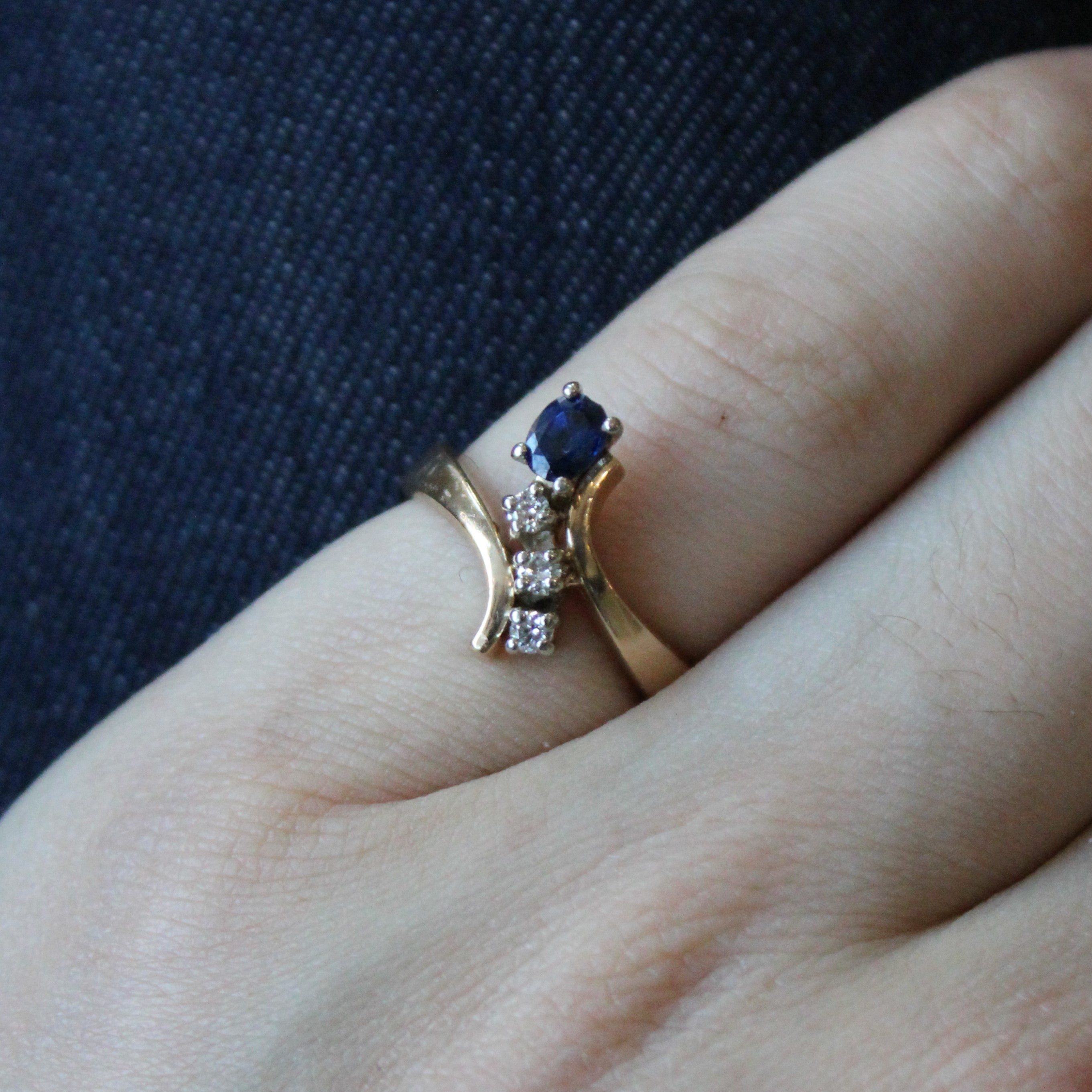 Ragnar' Sapphire & Diamond Bypass Ring | 0.30ct, 0.09ctw | SZ 5.75 |