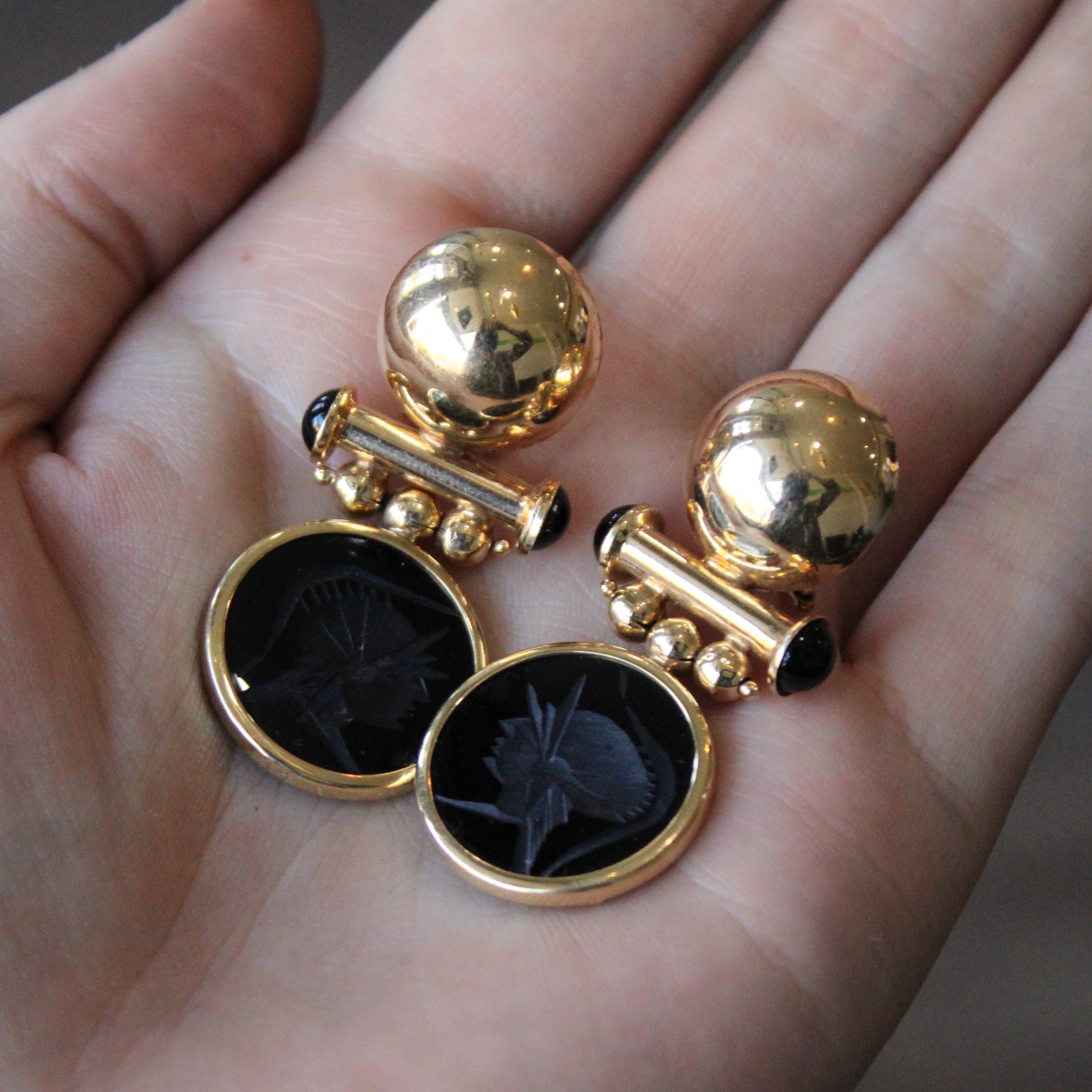 Carved Black Onyx Drop Earrings | 17.00ctw |