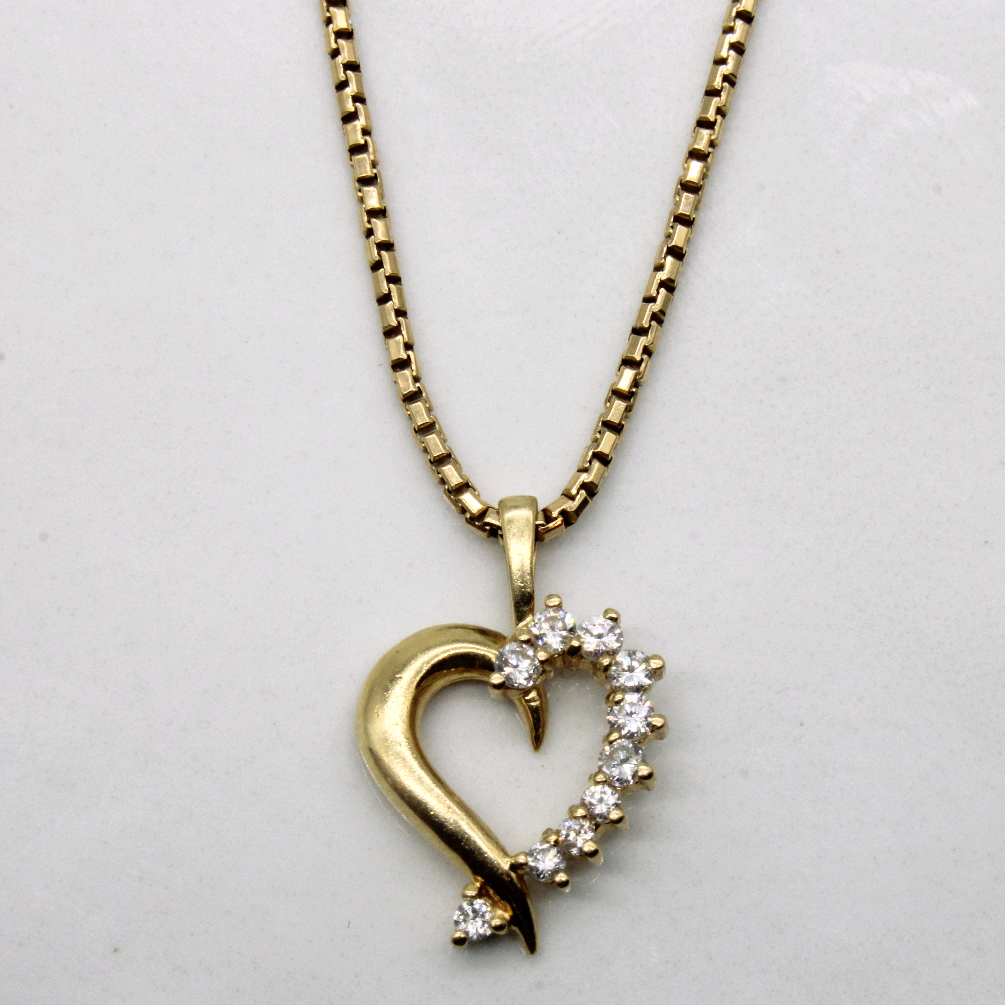Diamond Heart Pendant Necklace | 0.13ctw | 22" |
