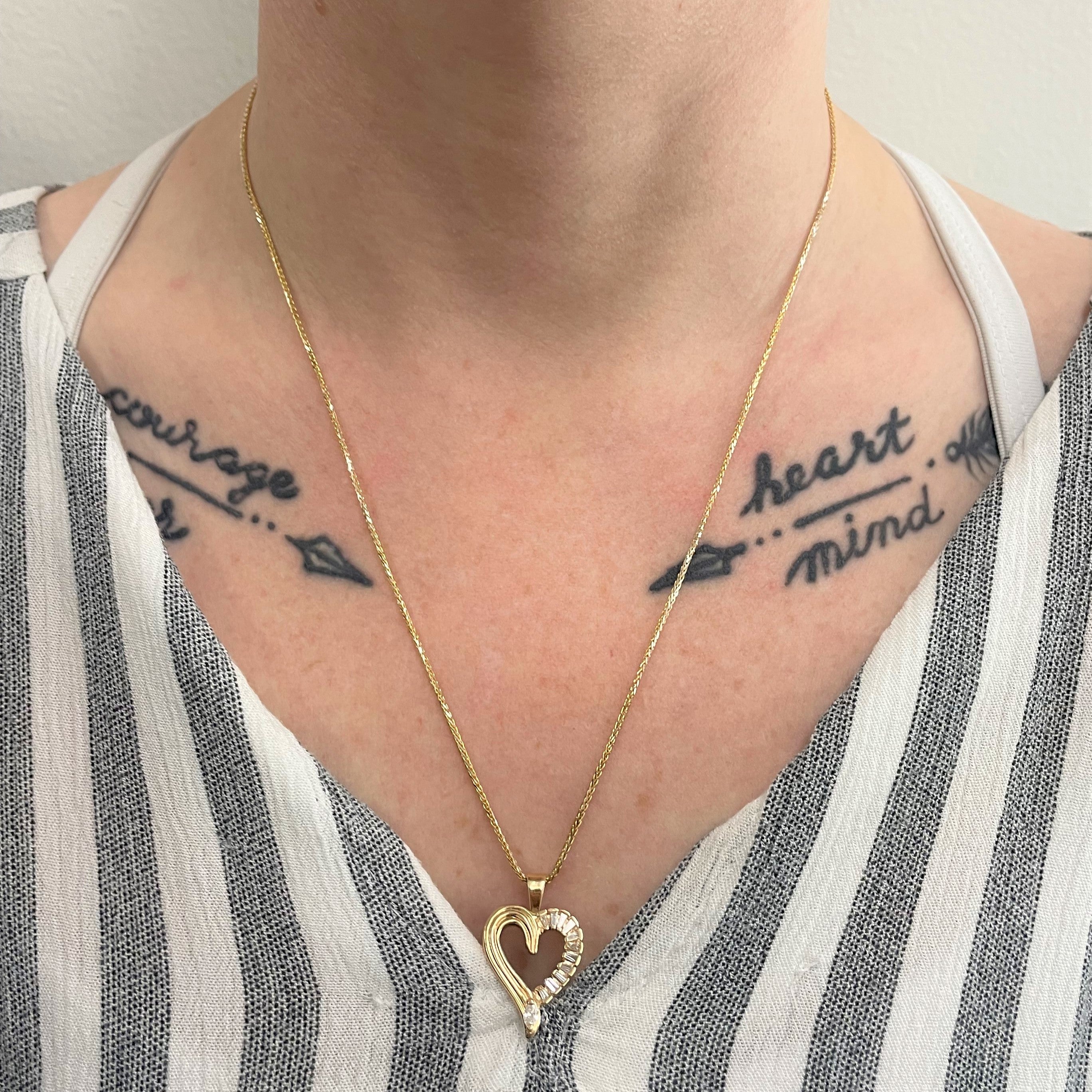 Mixed Cut Diamond Heart Necklace | 0.23ctw | 20"|