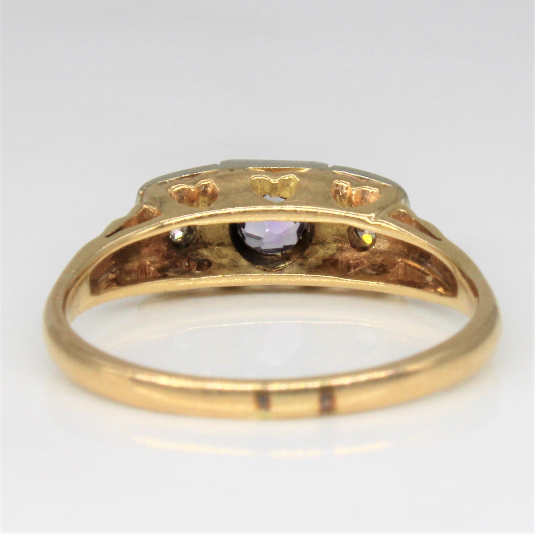 Bague en améthyste et diamant ancien européen | 0,25 ct, 0,10 ct au total | Taille 6,75 |