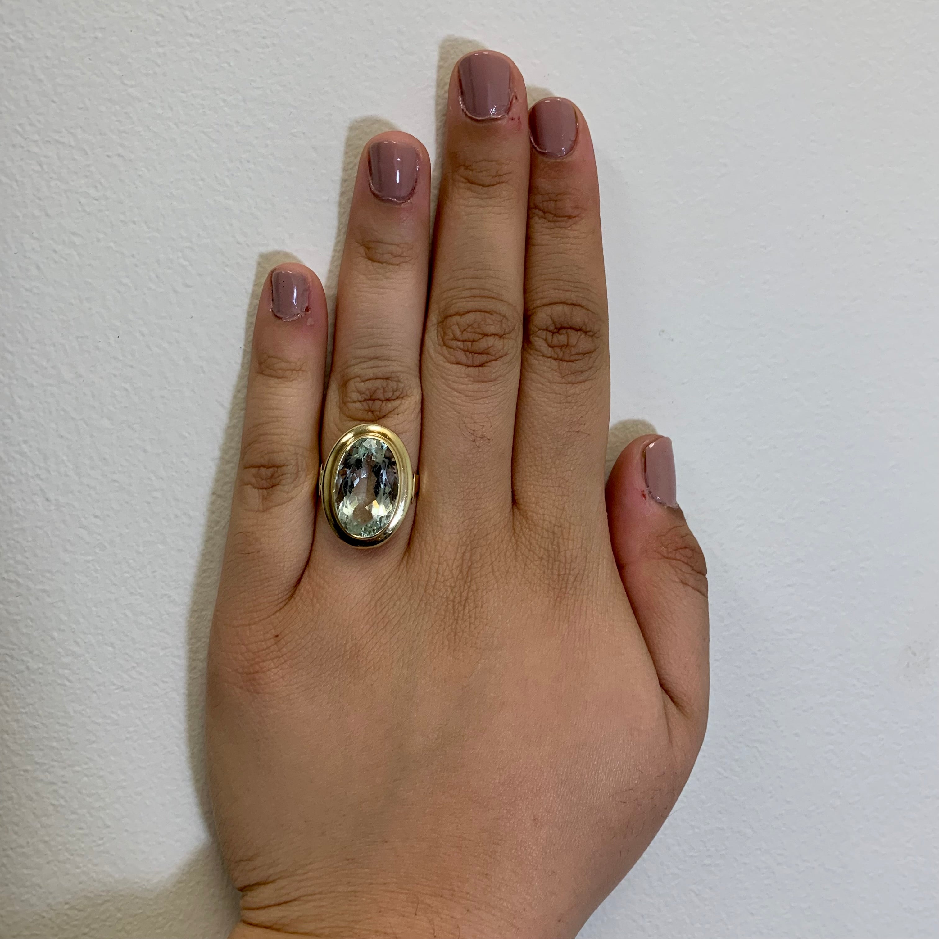 Bague cocktail Heliodor sertie clos | 8,75 ct | Taille 7,5 |