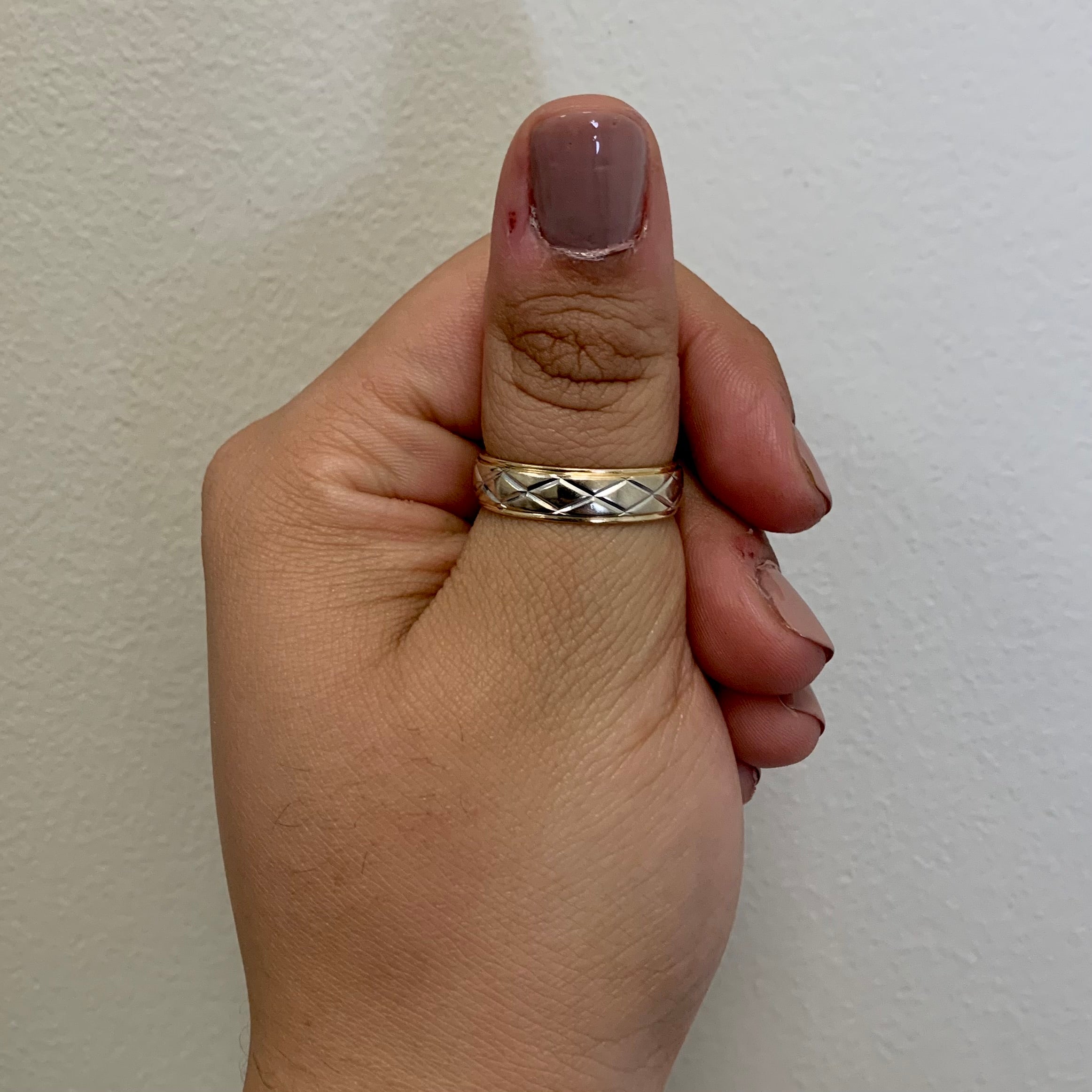 Diamond Cut Two Tone Wedding Band | SZ 9 |