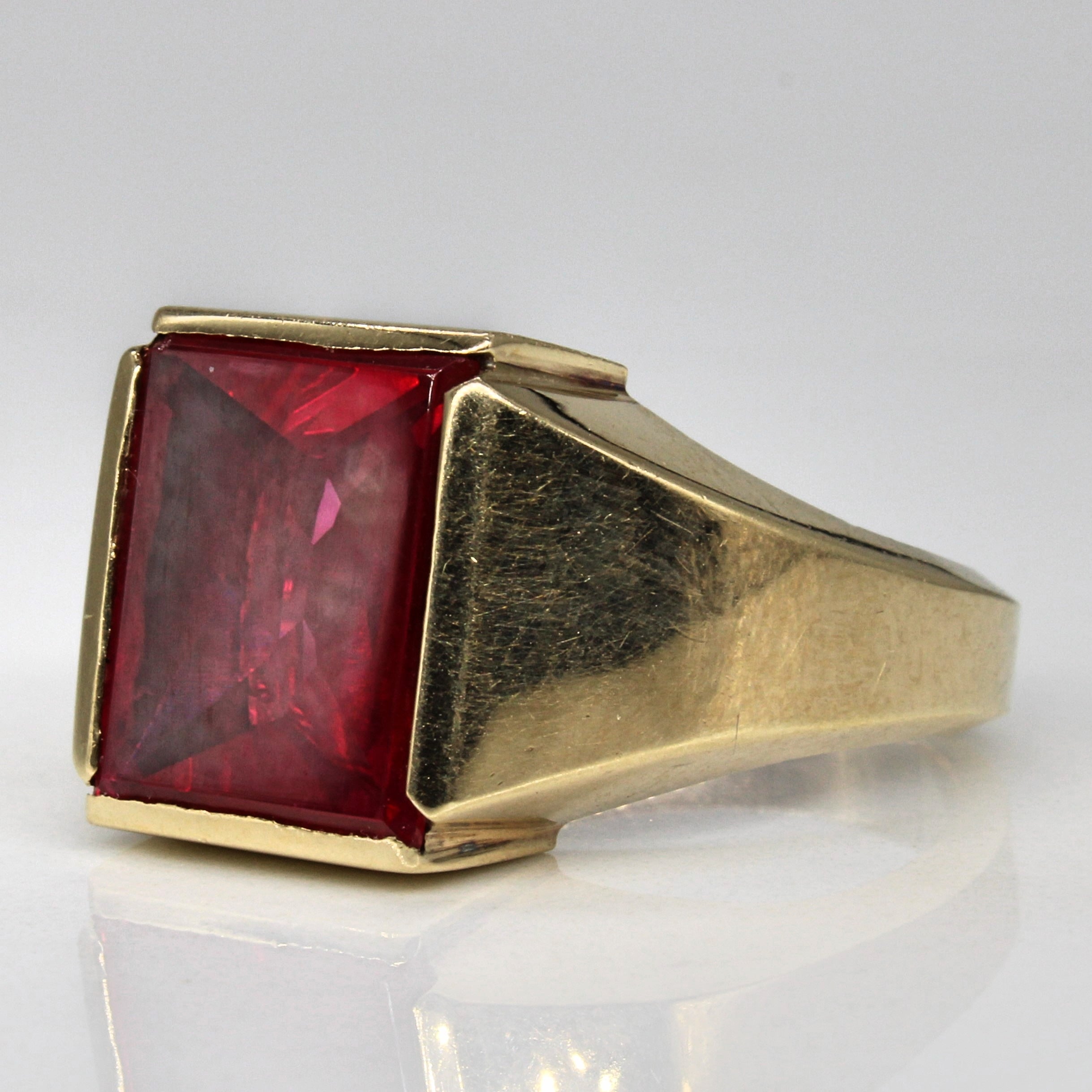 Synthetic Ruby Cocktail Ring | 3.80ct | SZ 9.5 |