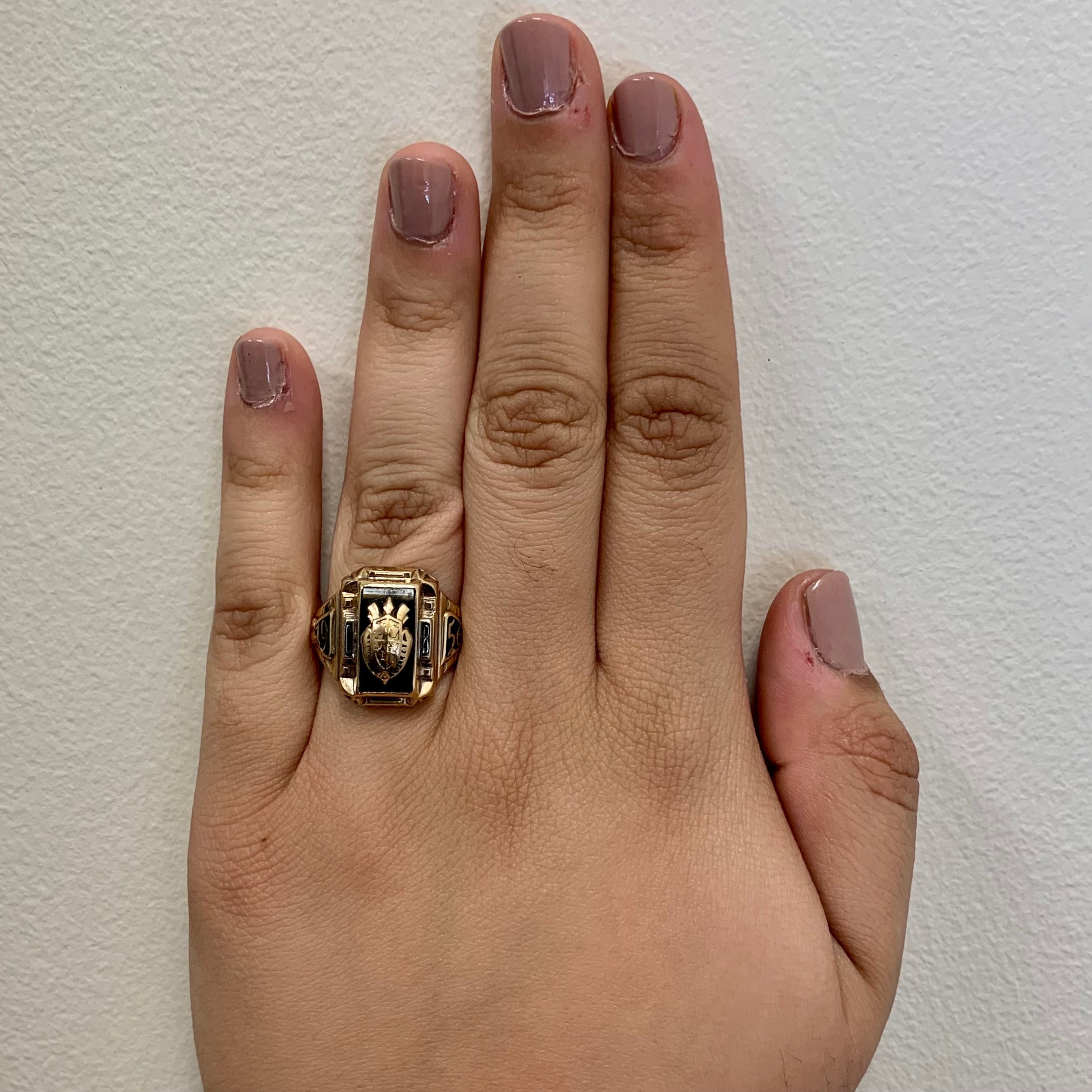 1956 Assumption College Black Onyx Graduation Ring | 1.80ct | SZ 8.25 |