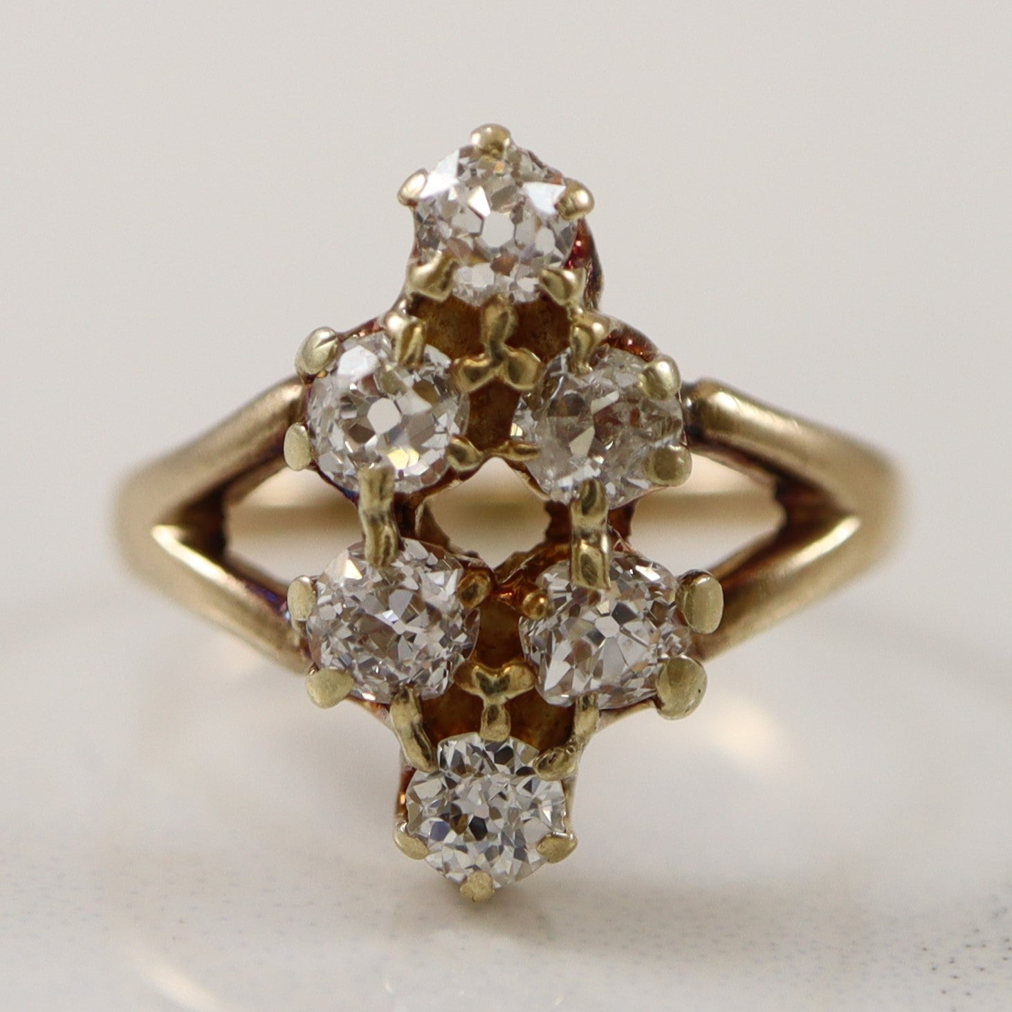 Old Mine Cut Diamond Navette Ring | 0.51ctw | SZ 2.25 |