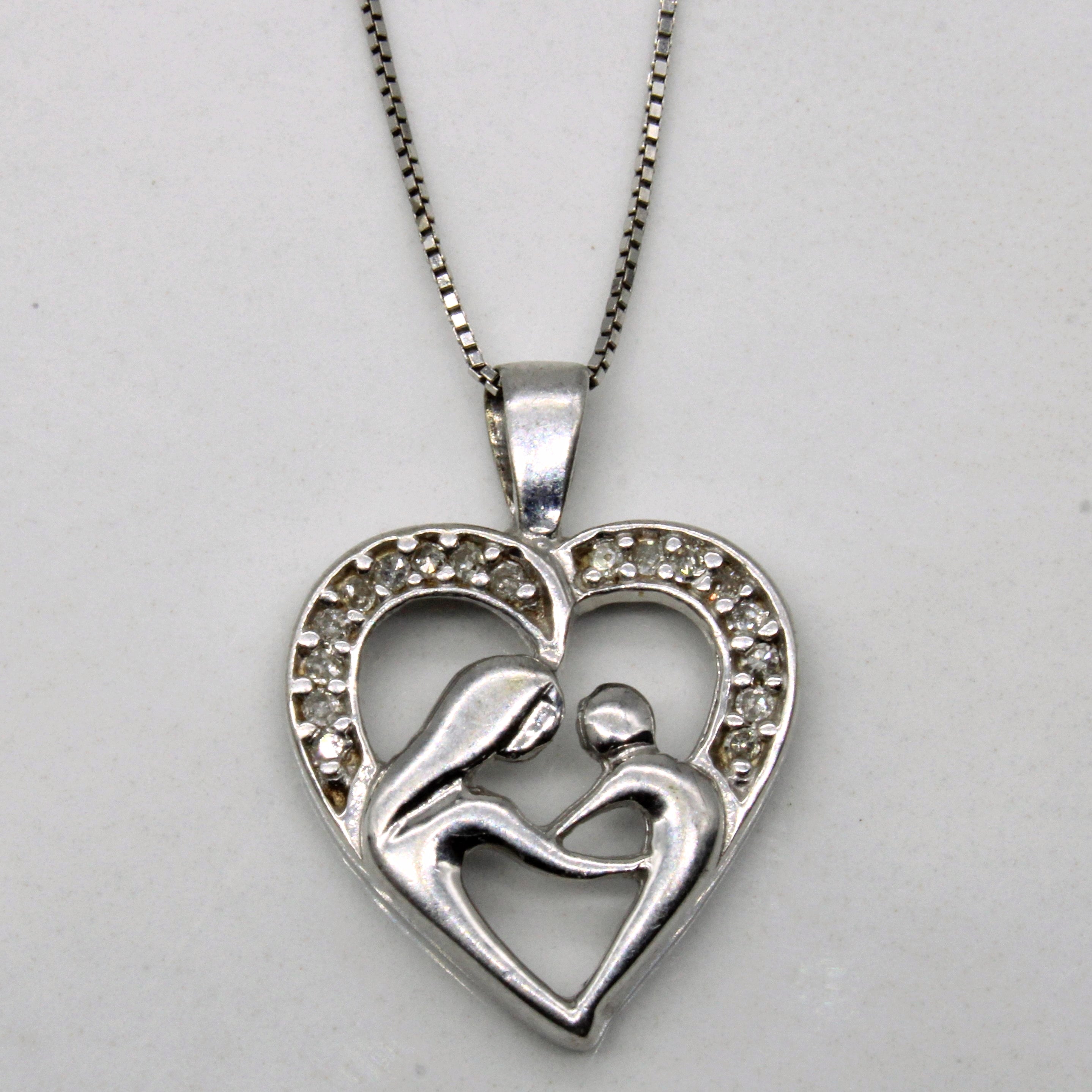 Diamond Mother & Child Pendant Necklace | 0.08ctw | 18" |