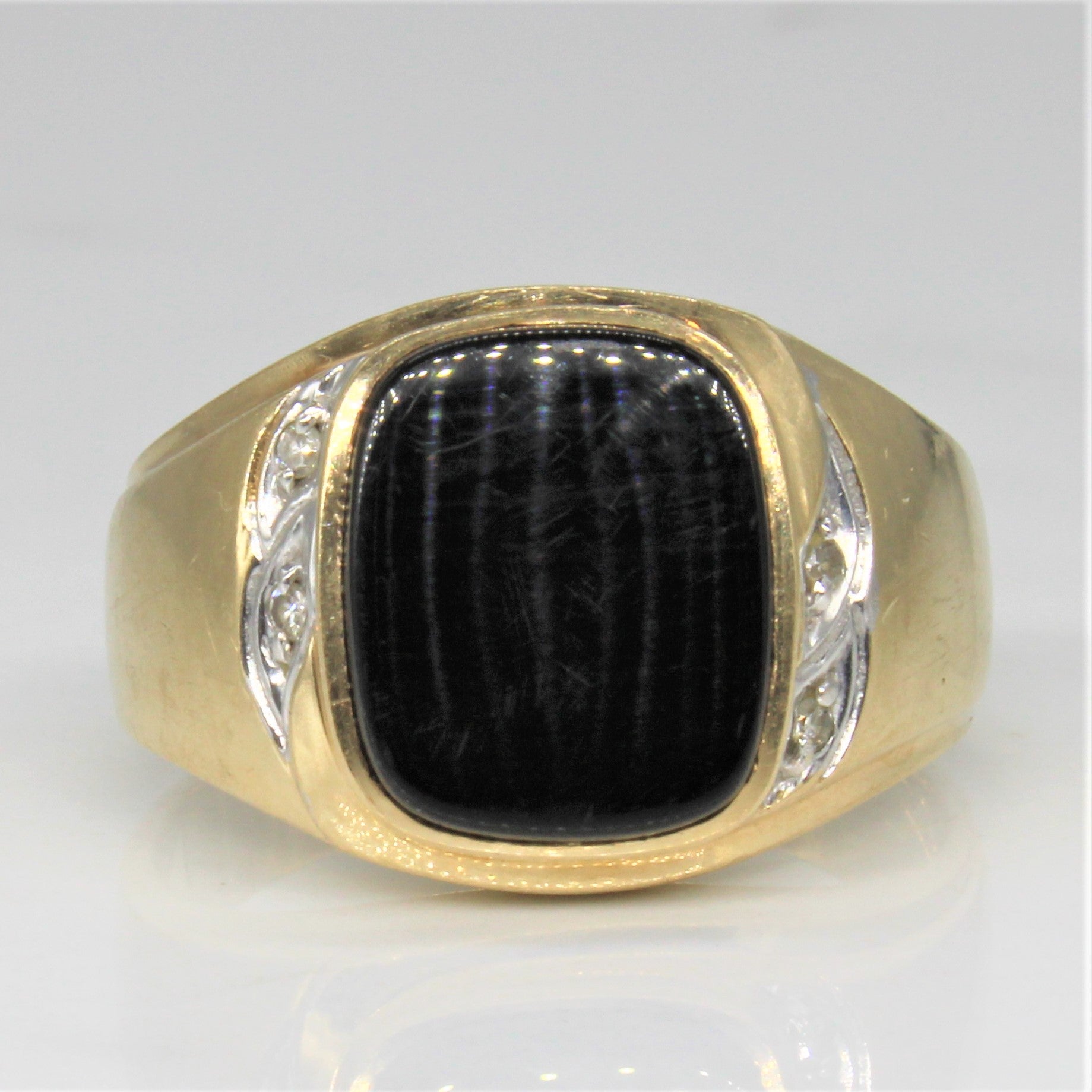 Onyx & Diamond Ring | 1.75ct, 0.04ctw | SZ 8.75 |