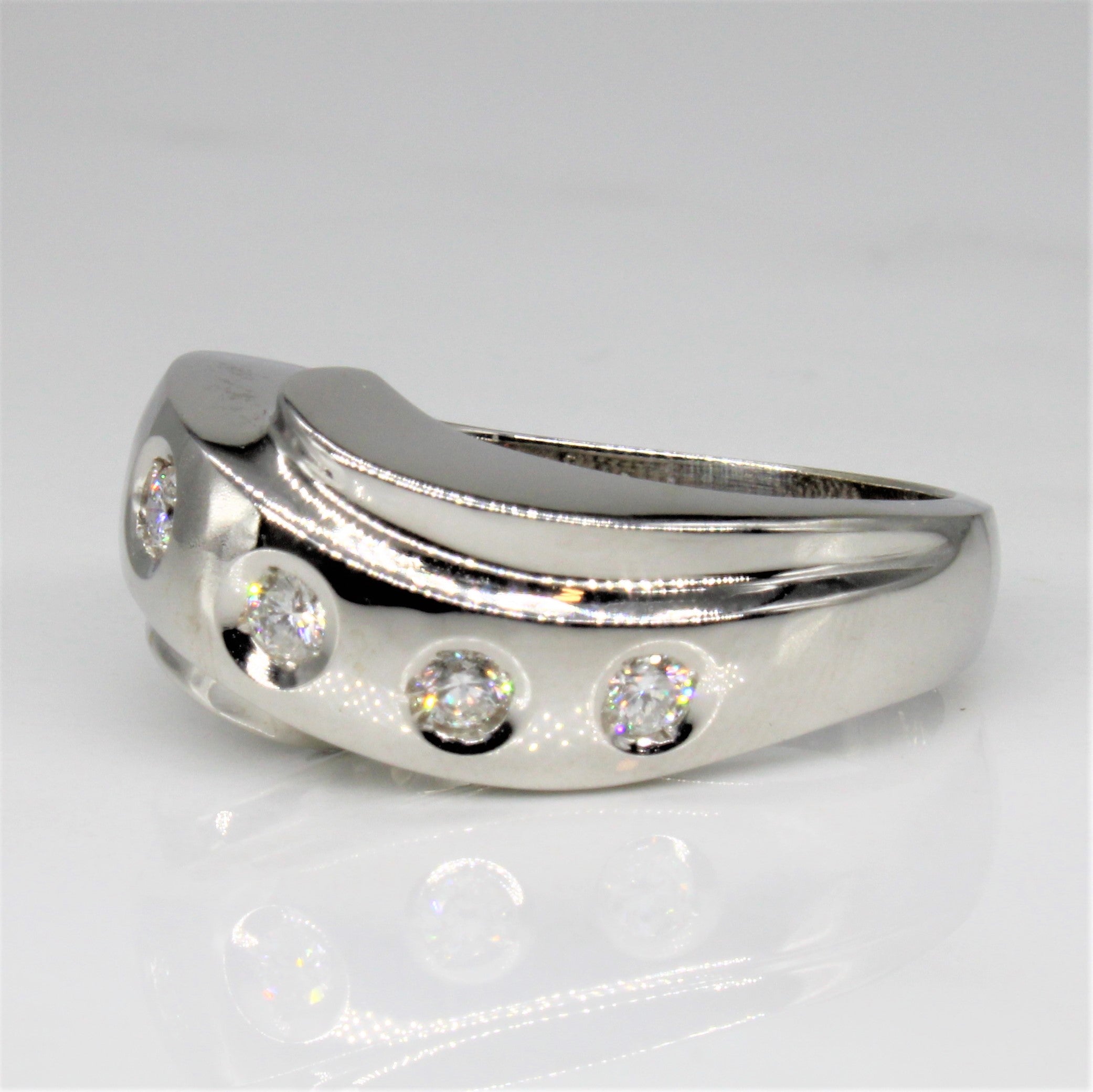 Diamond Flush Set Cross Over Ring | 0.30ctw | SZ 6.5 |