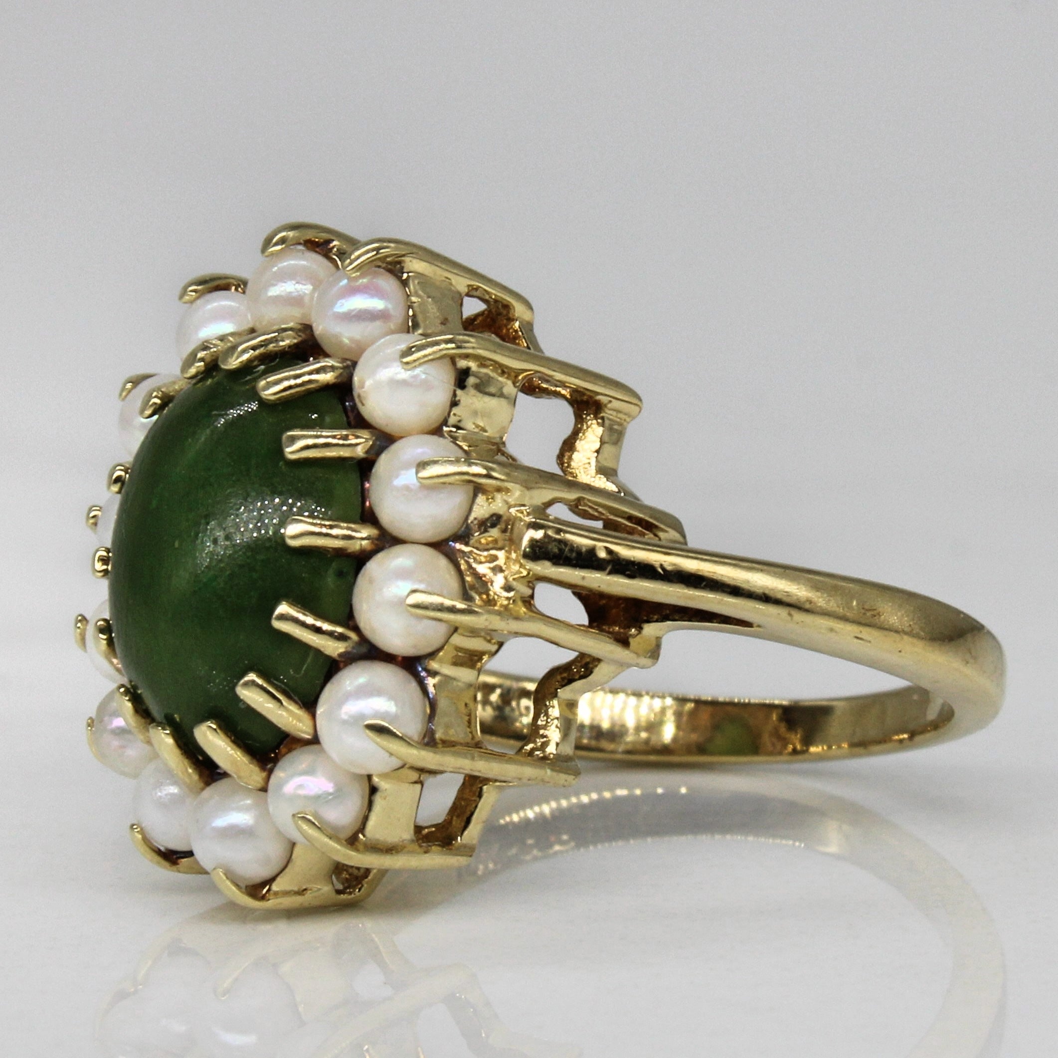 Serpentine & Pearl Cocktail Ring | 1.53ctw | SZ 5.25 |