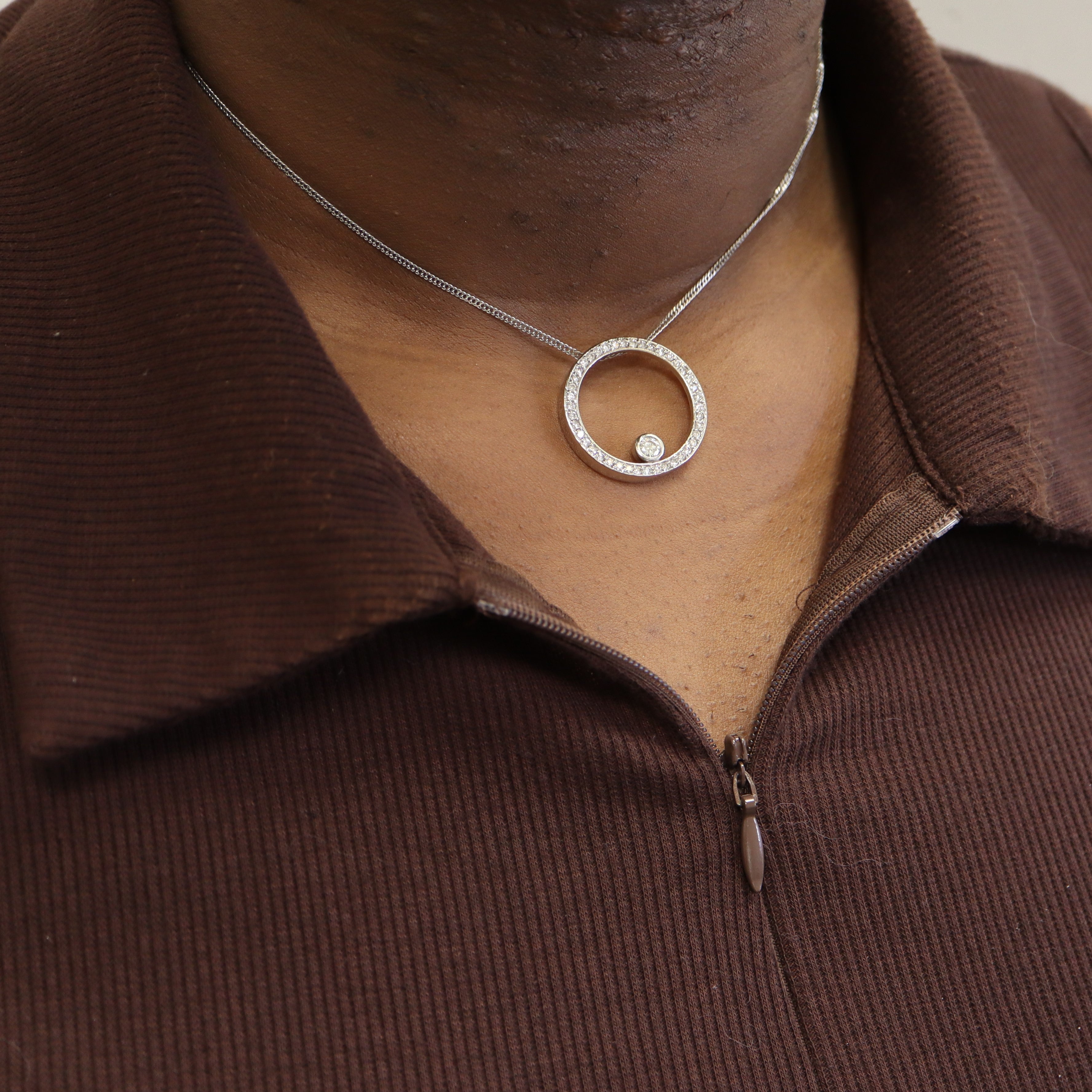 Diamond Circle Necklace | 0.85ctw | 16" |