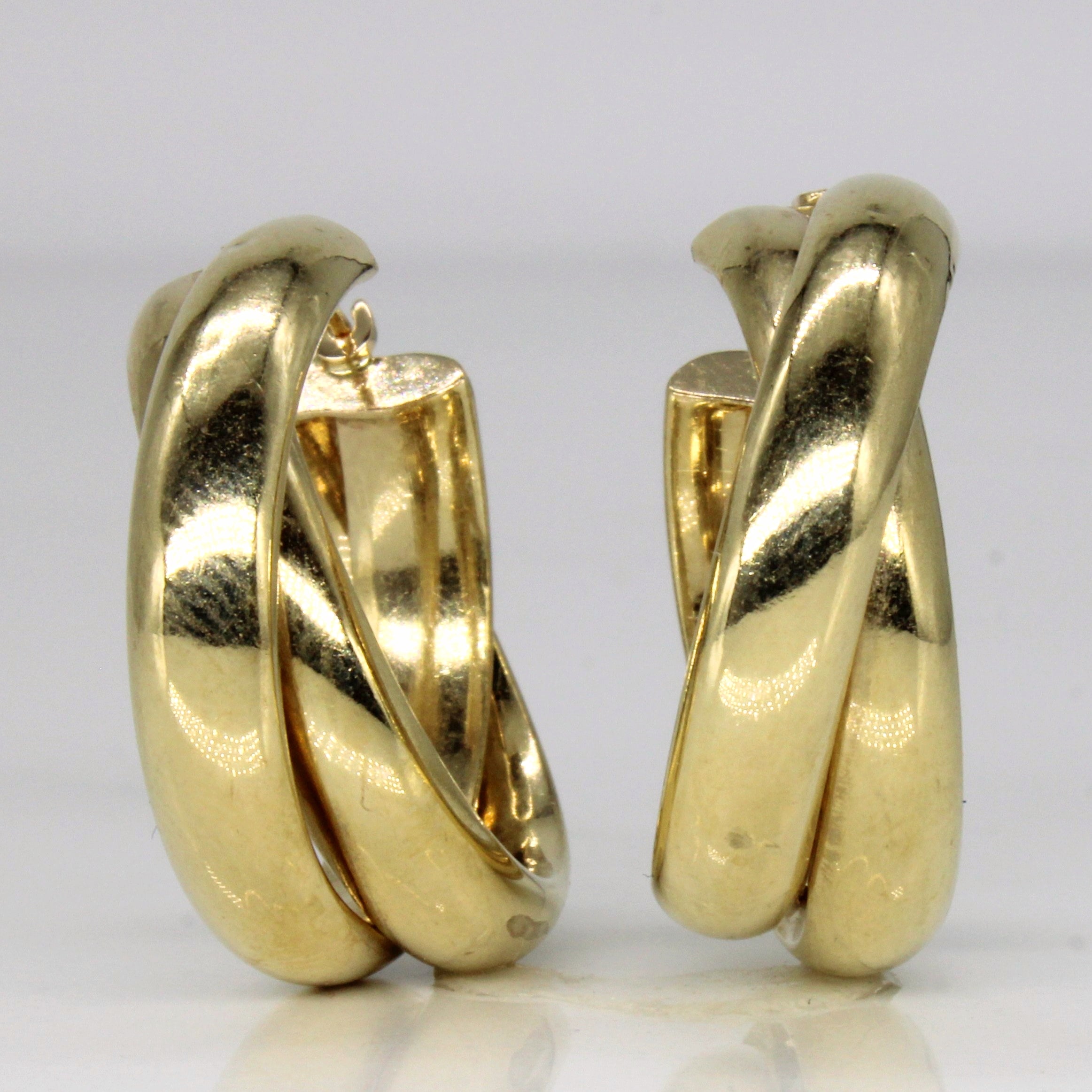 Boucles d'oreilles créoles à deux niveaux en or jaune 14 carats
