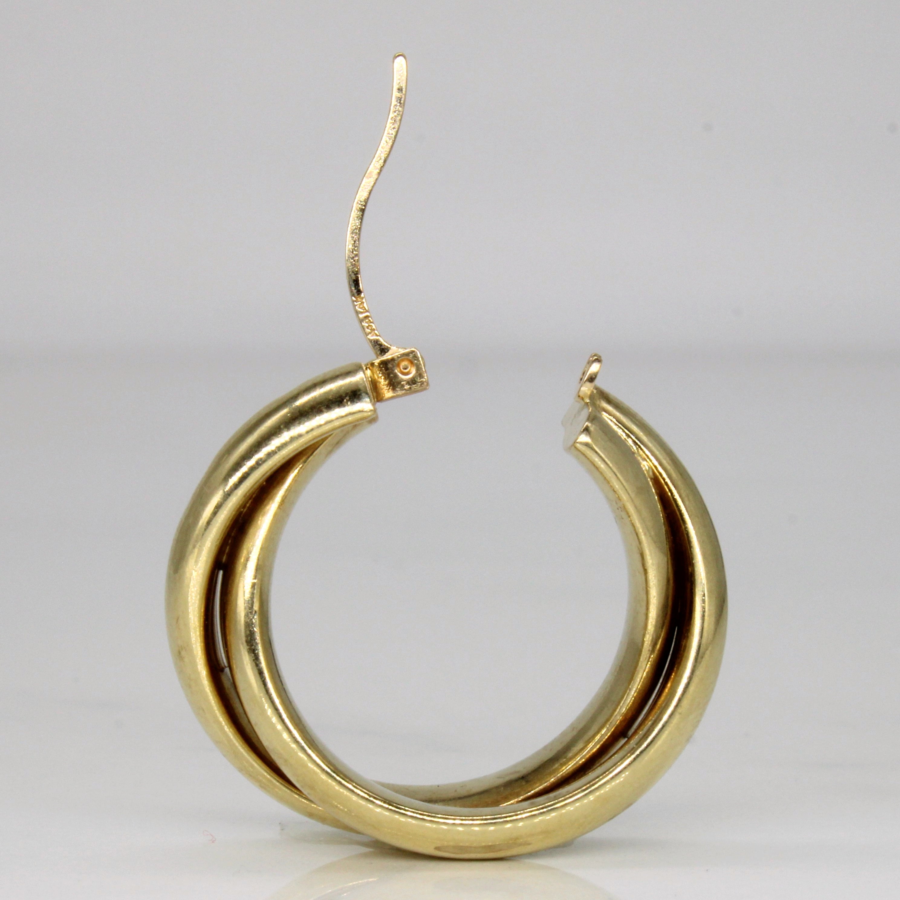 Boucles d'oreilles créoles à deux niveaux en or jaune 14 carats