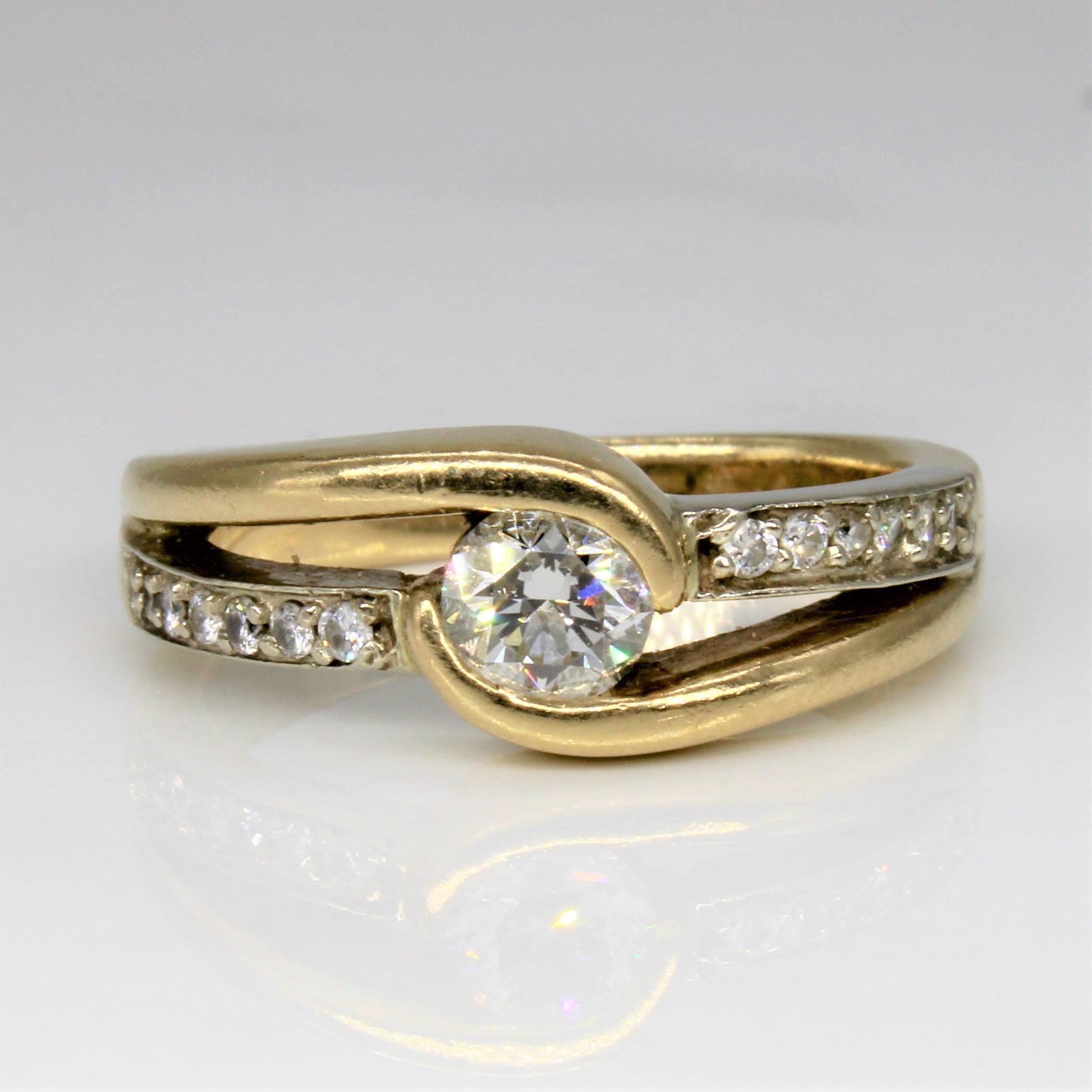 Diamond Cross Over Engagement Ring | 0.60ctw | SZ 7.25 |