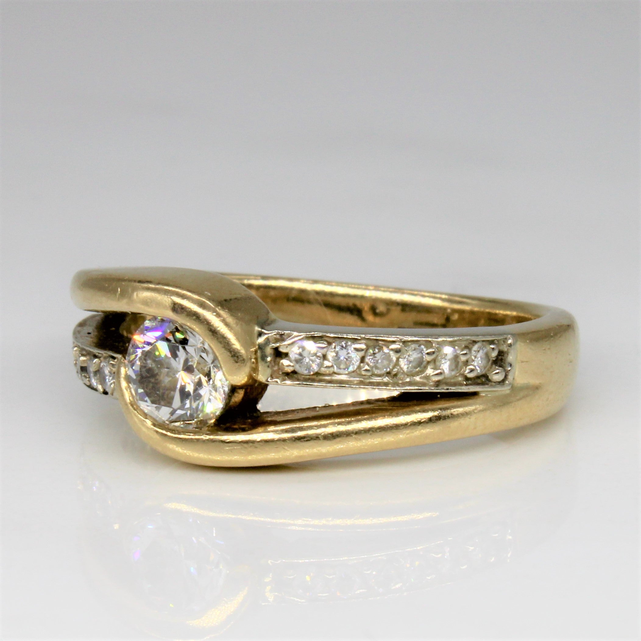 Diamond Cross Over Engagement Ring | 0.60ctw | SZ 7.25 |