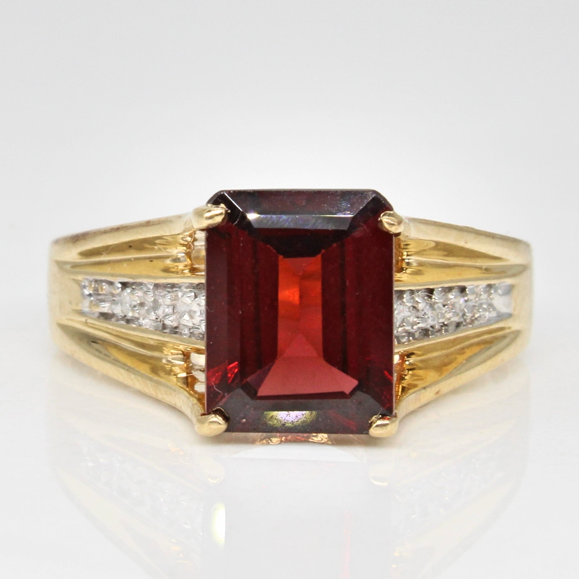 High Set Garnet & Diamond Ring | 2.43ct, 0.03ctw | SZ 6.75 |