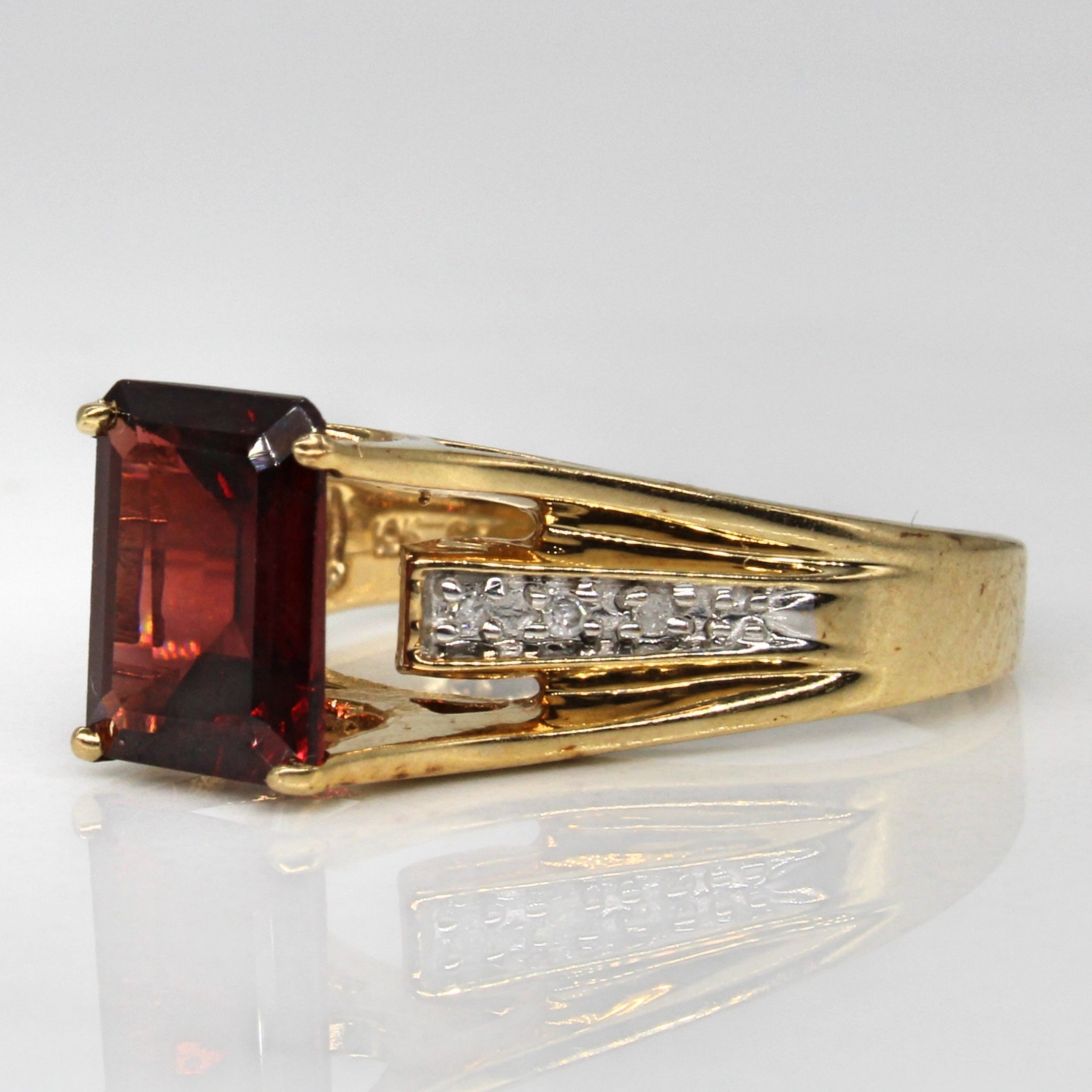 High Set Garnet & Diamond Ring | 2.43ct, 0.03ctw | SZ 6.75 |