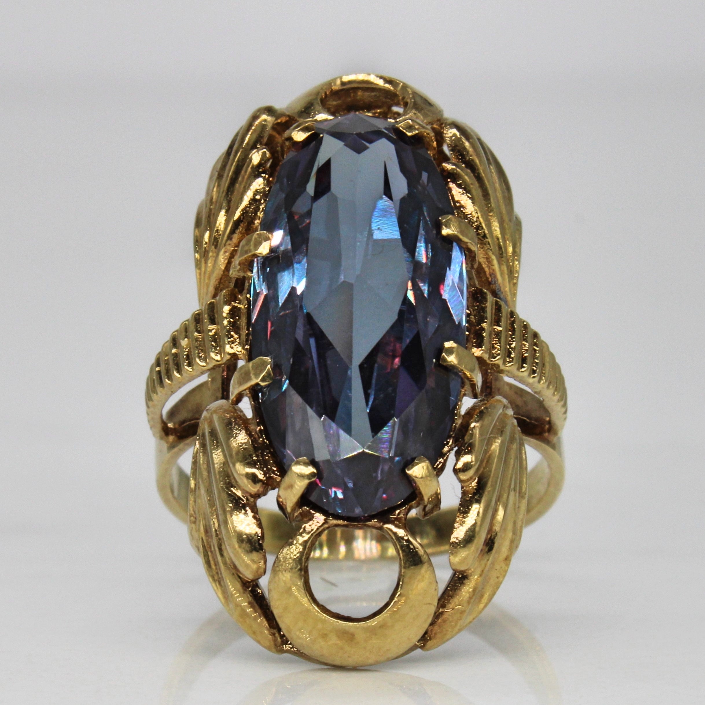 Ornate Synthetic Colour Change Sapphire Ring | 7.45ct | SZ 7.25 |