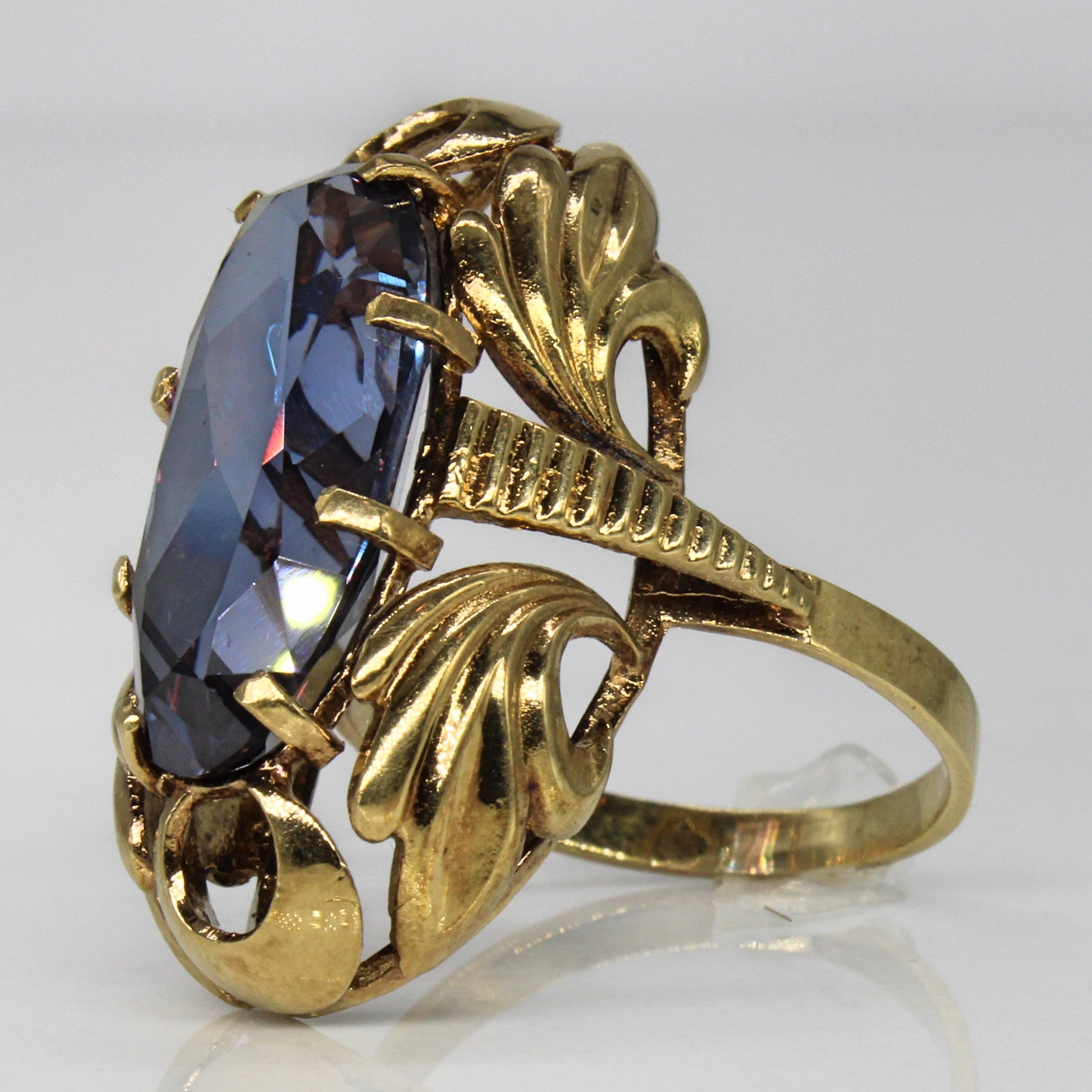 Ornate Synthetic Colour Change Sapphire Ring | 7.45ct | SZ 7.25 |