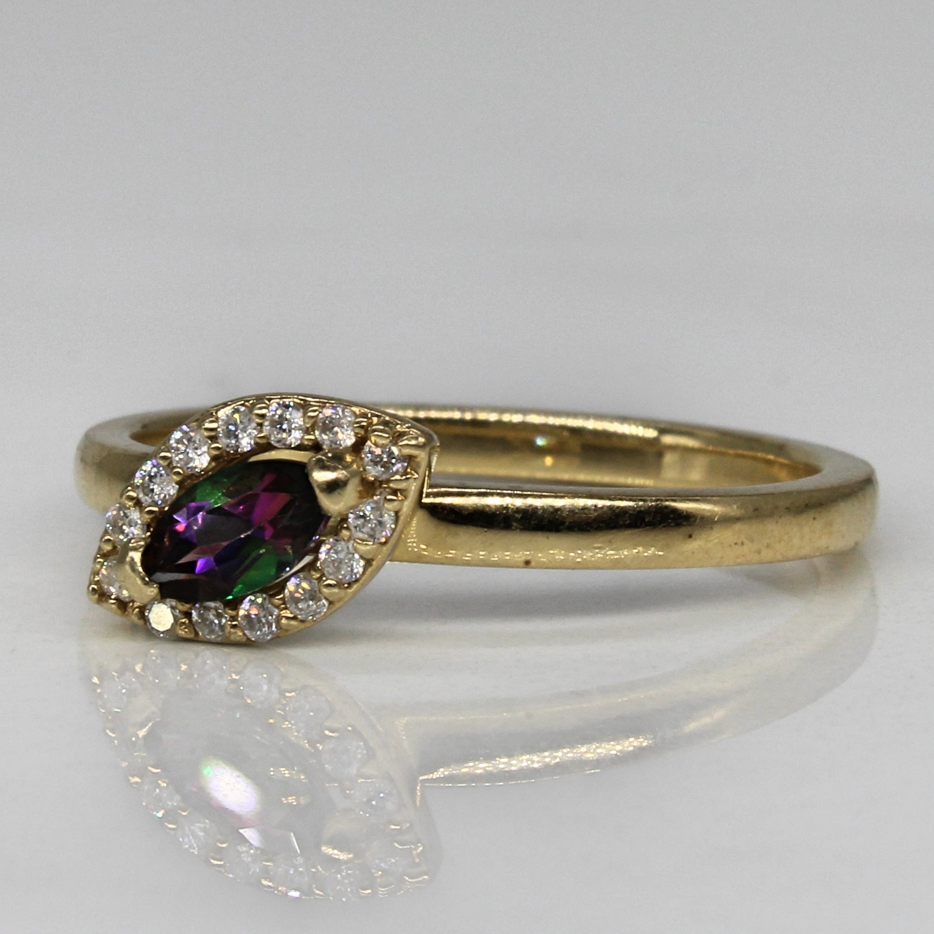 Offset Marquise Mystic Topaz & Diamond Ring | 0.17ct, 0.09ctw | SZ 7 |
