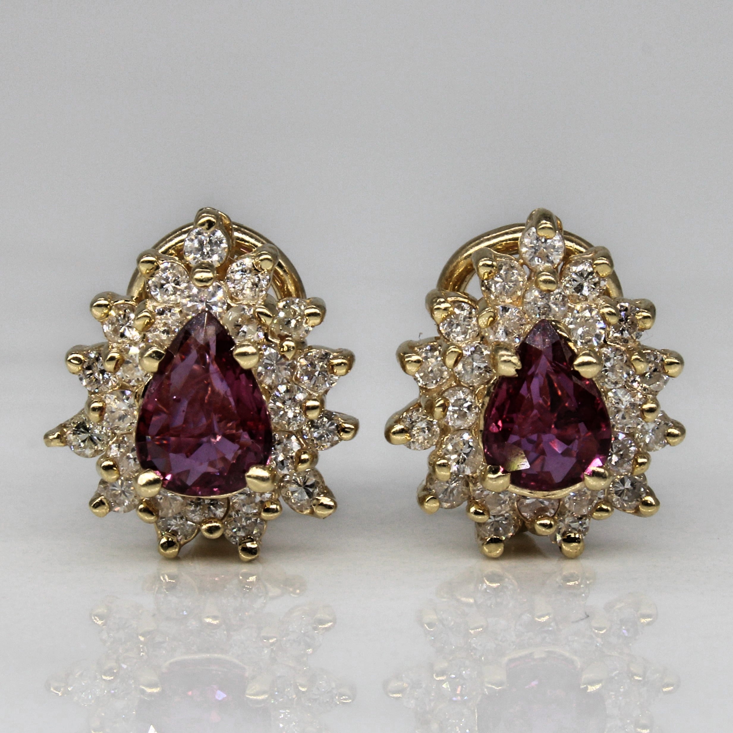Ruby & Diamond Cluster Earrings | 0.86ctw, 0.55ctw |