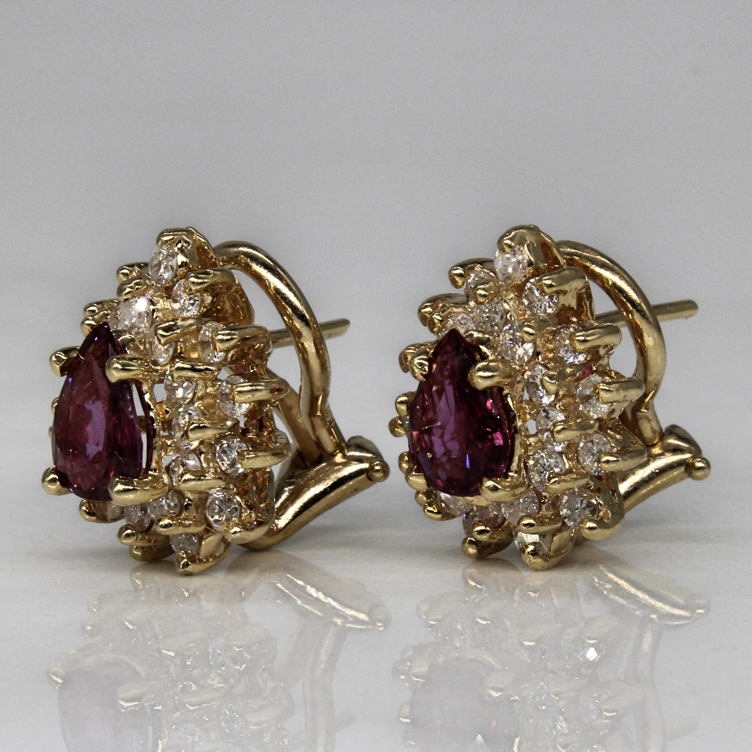Ruby & Diamond Cluster Earrings | 0.86ctw, 0.55ctw |