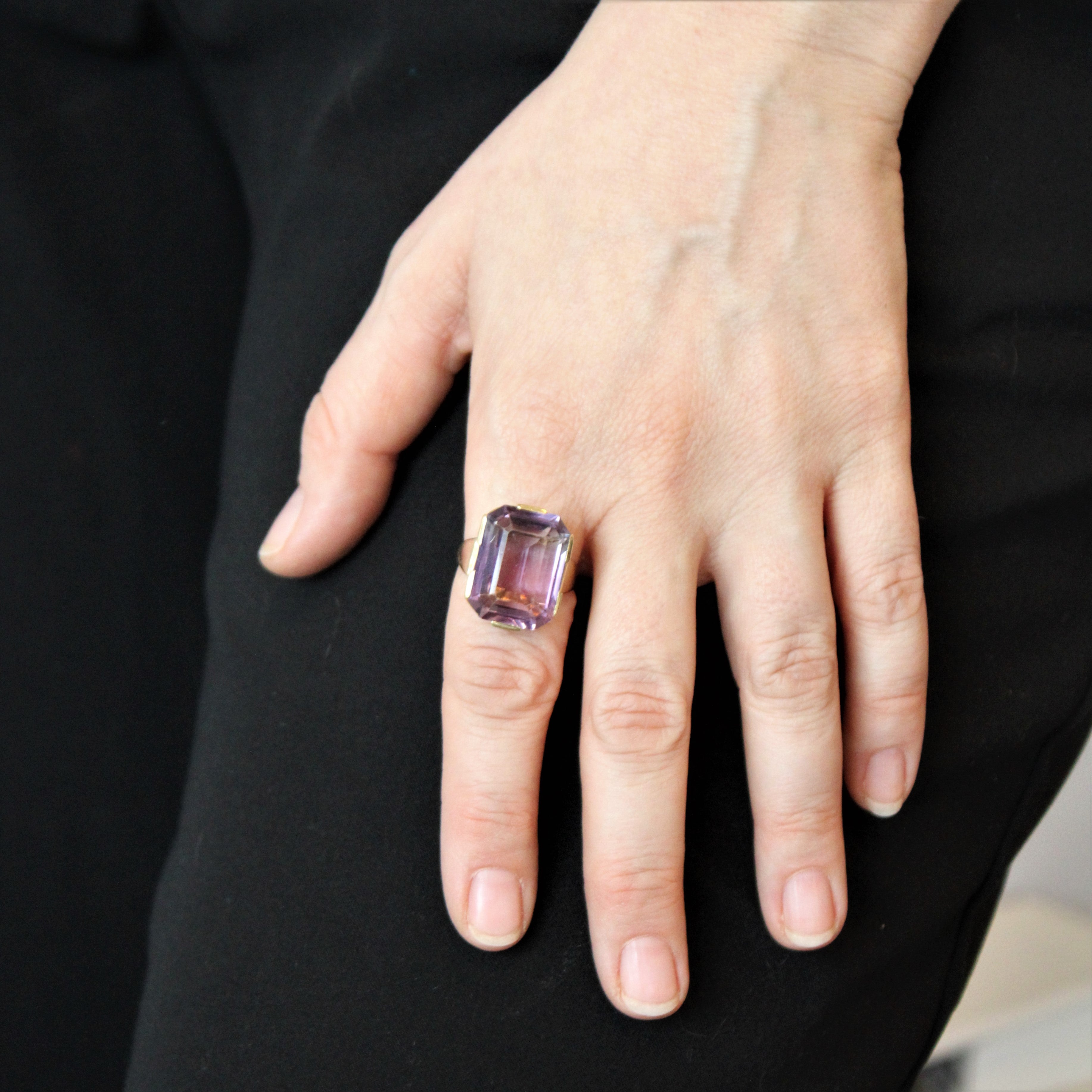 Step Cut Amethyst Cocktail Ring | 17.00ct | SZ 9.5 |