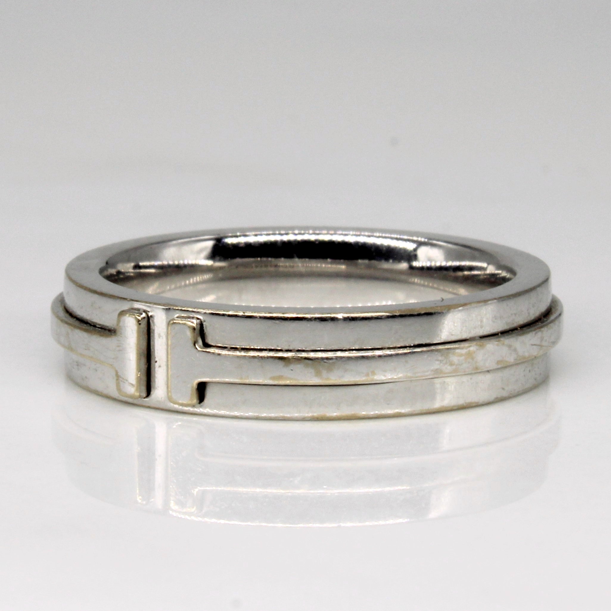 Tiffany & Co' Narrow T in 18kt White Gold Ring | SZ 7 |