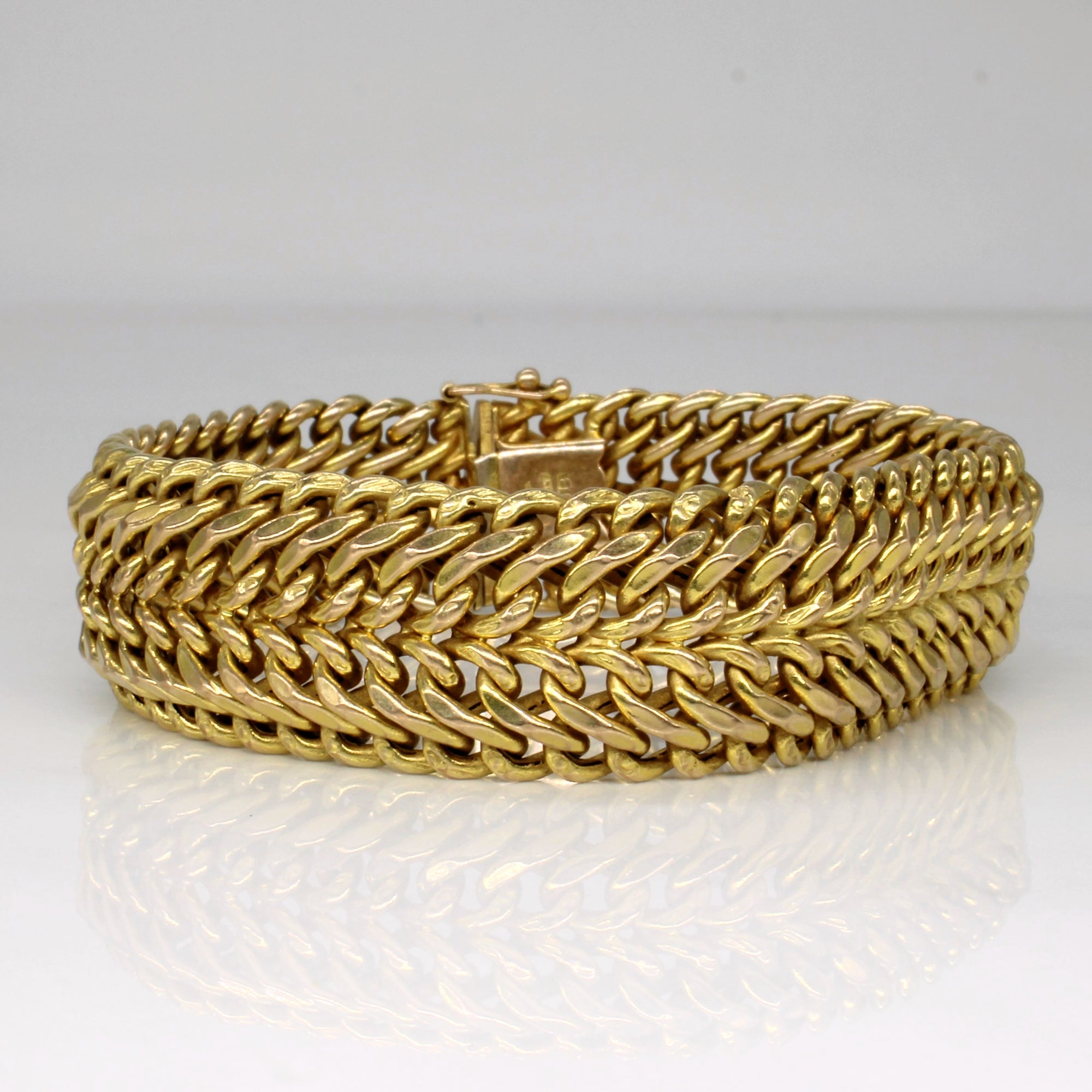 10k Yellow Gold Modified Curb Link Bracelet | 7