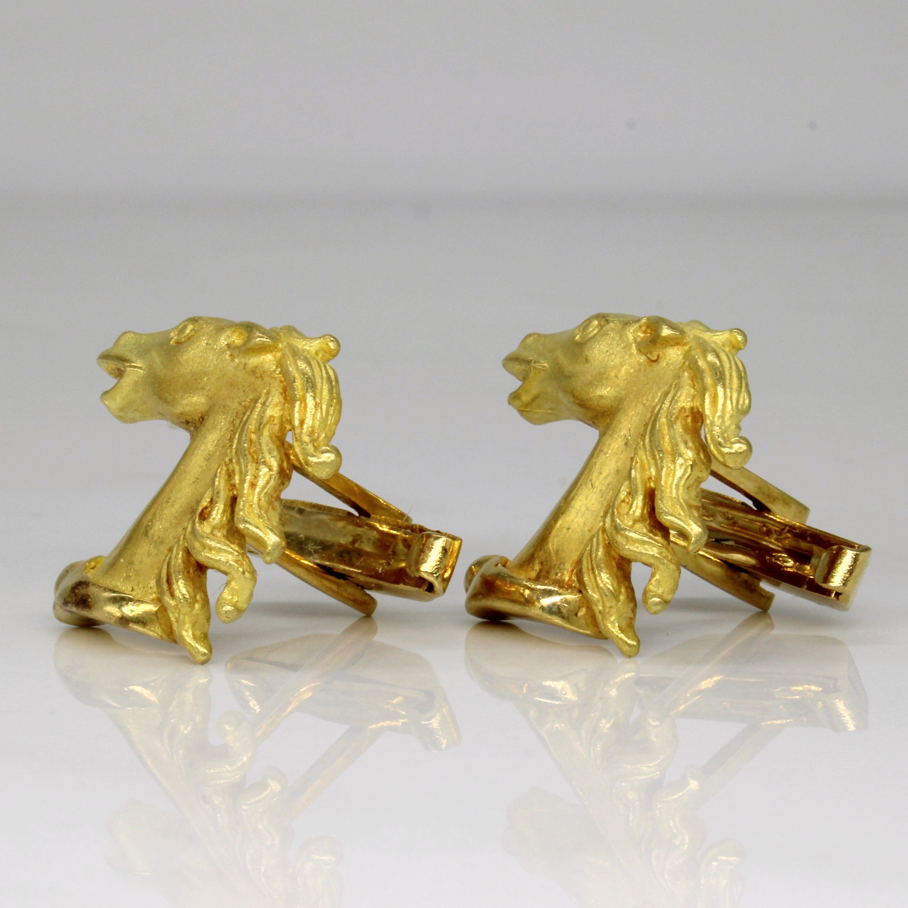18k Yellow Gold Horse Cufflinks