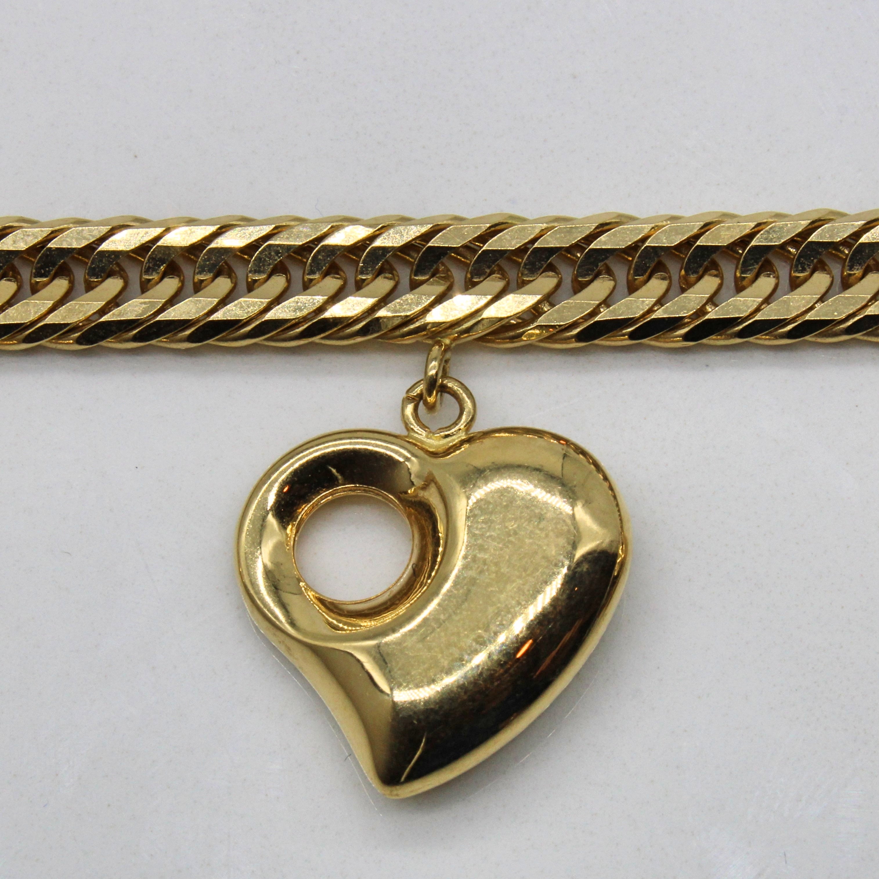 Yellow Gold Heart Charm Bracelet | 7.5" |