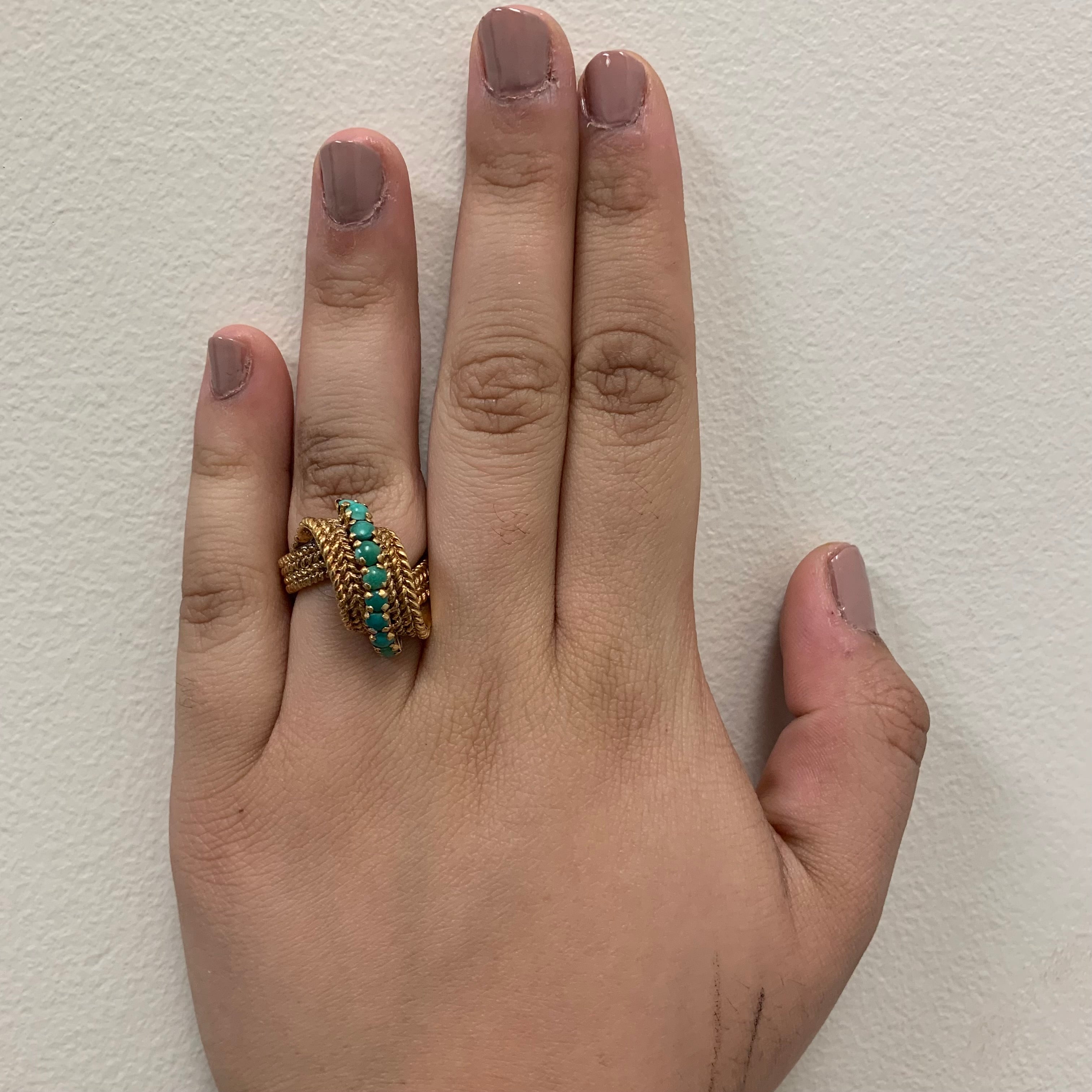 Bague cocktail vintage en turquoise | 1,00 ct | Taille 7 |