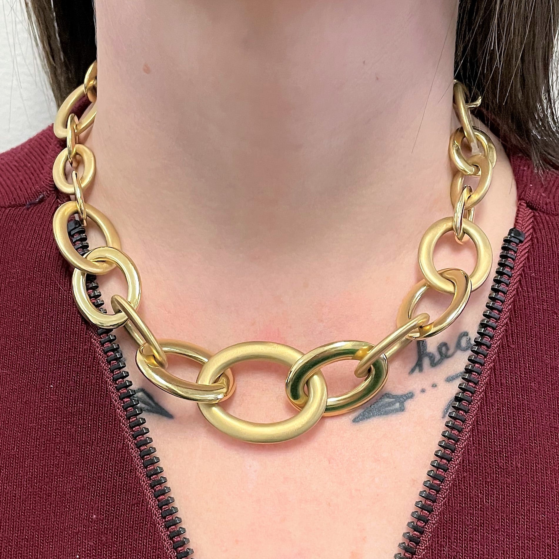 Collier à maillons ovales avec fermoir rubis | 0,02 ct | 45,7 cm |