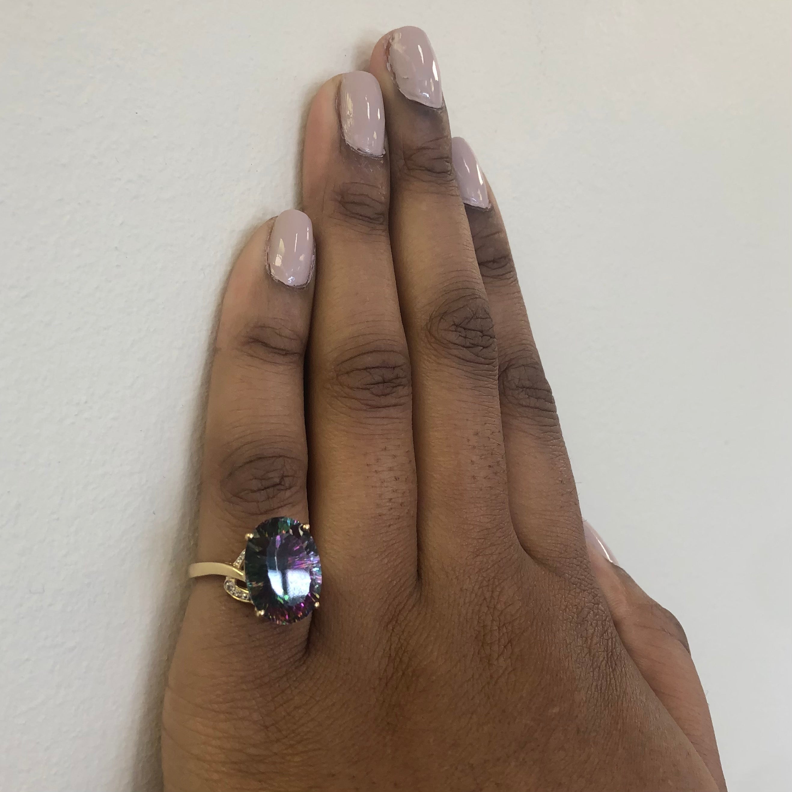 Mystic Topaz & Diamond Cocktail Ring | 12.00ct, 0.02ctw | SZ 6.75 |