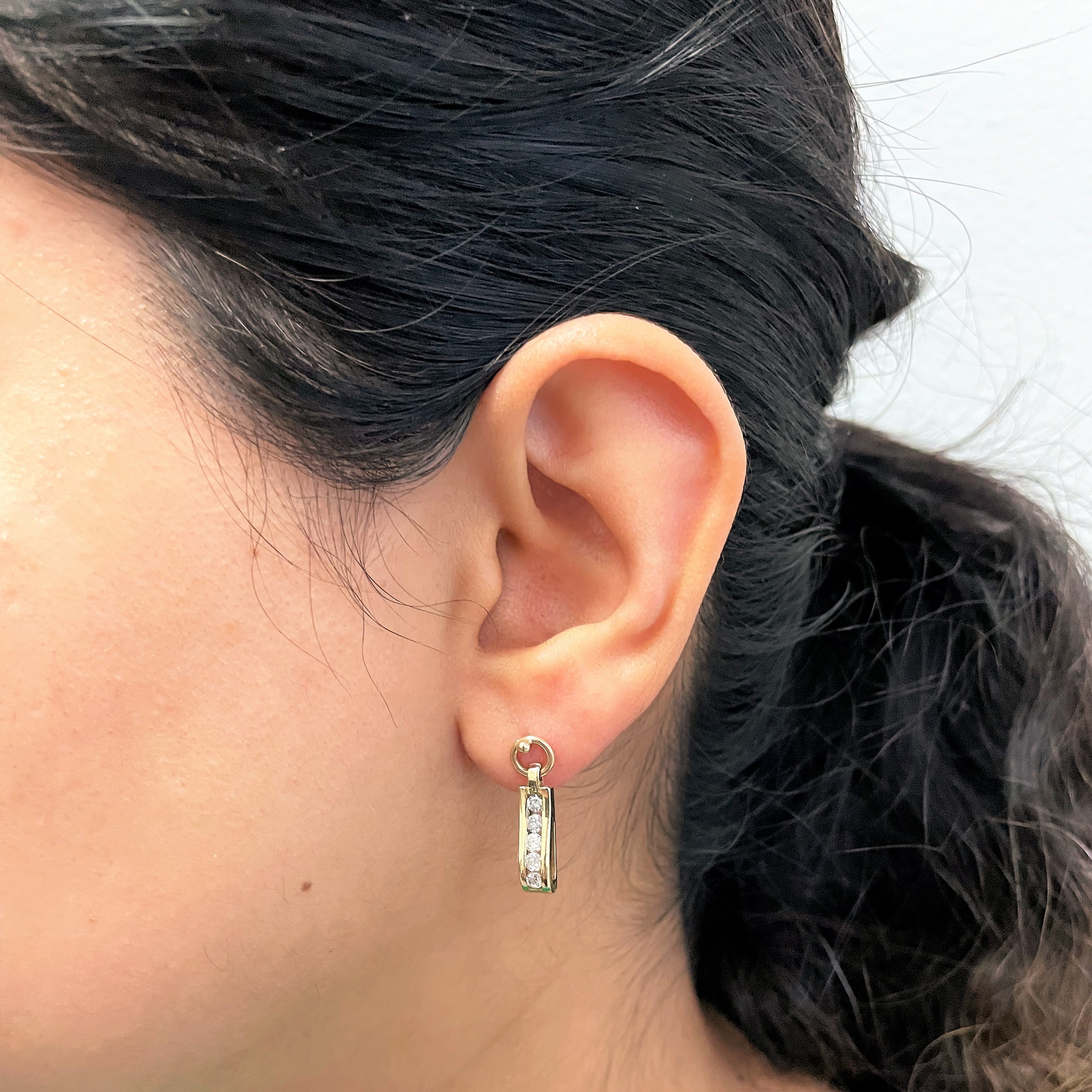 Tension Set Diamond Drop Stud Earrings | 0.60ctw |