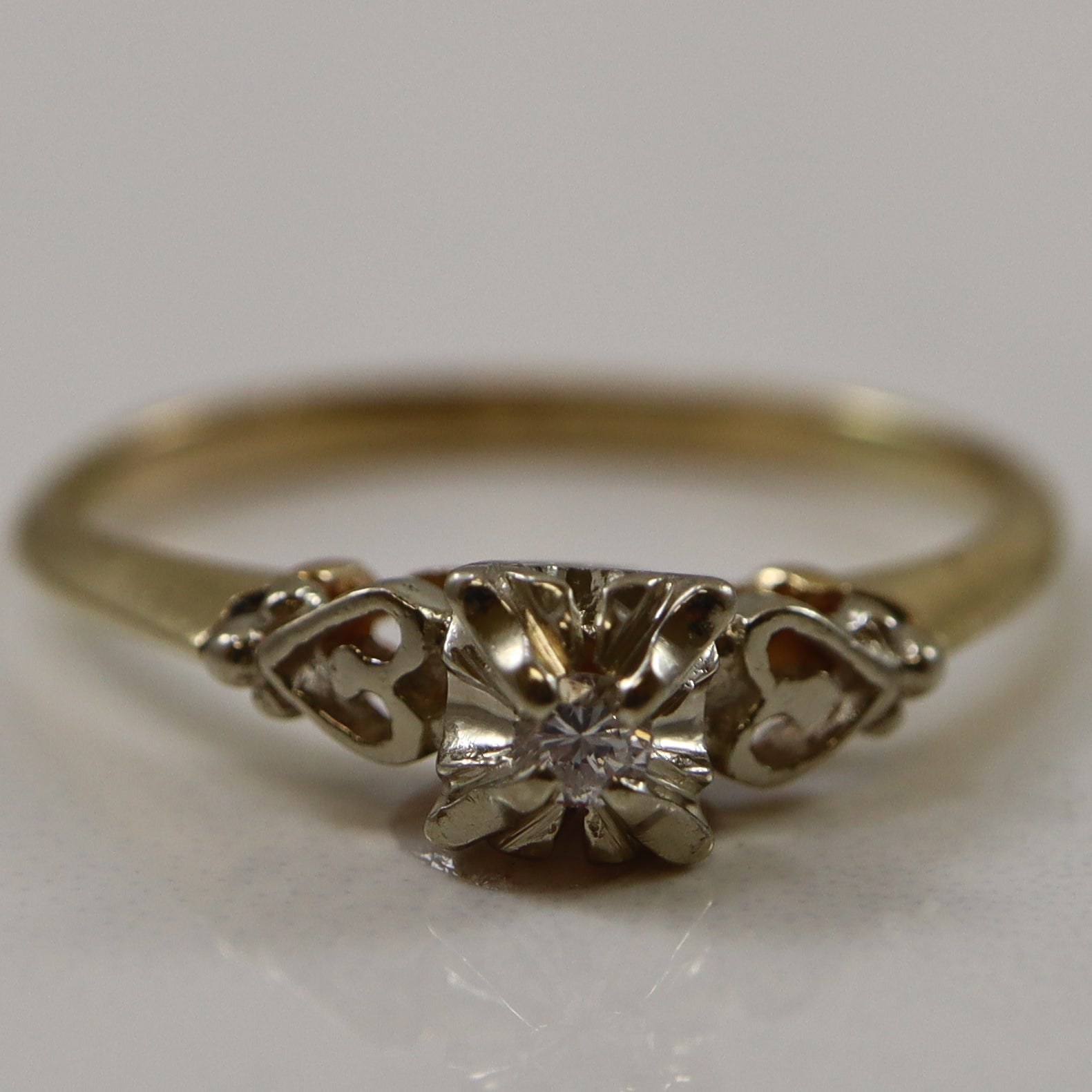 Bague solitaire rétro en diamant | 0,05 ct | Taille 7,5 |