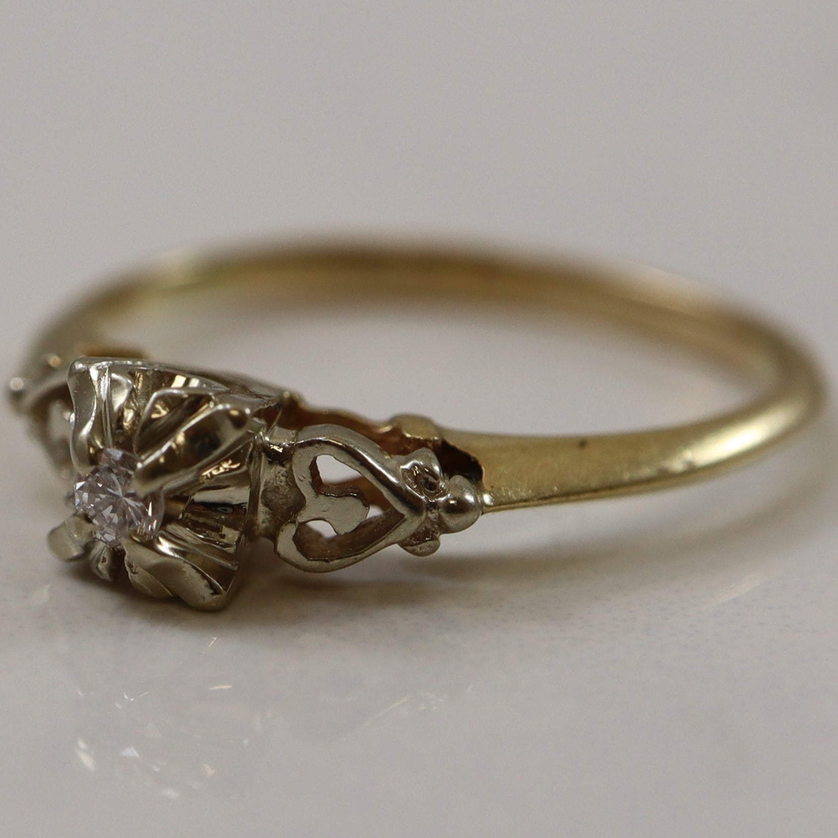 Bague solitaire rétro en diamant | 0,05 ct | Taille 7,5 |