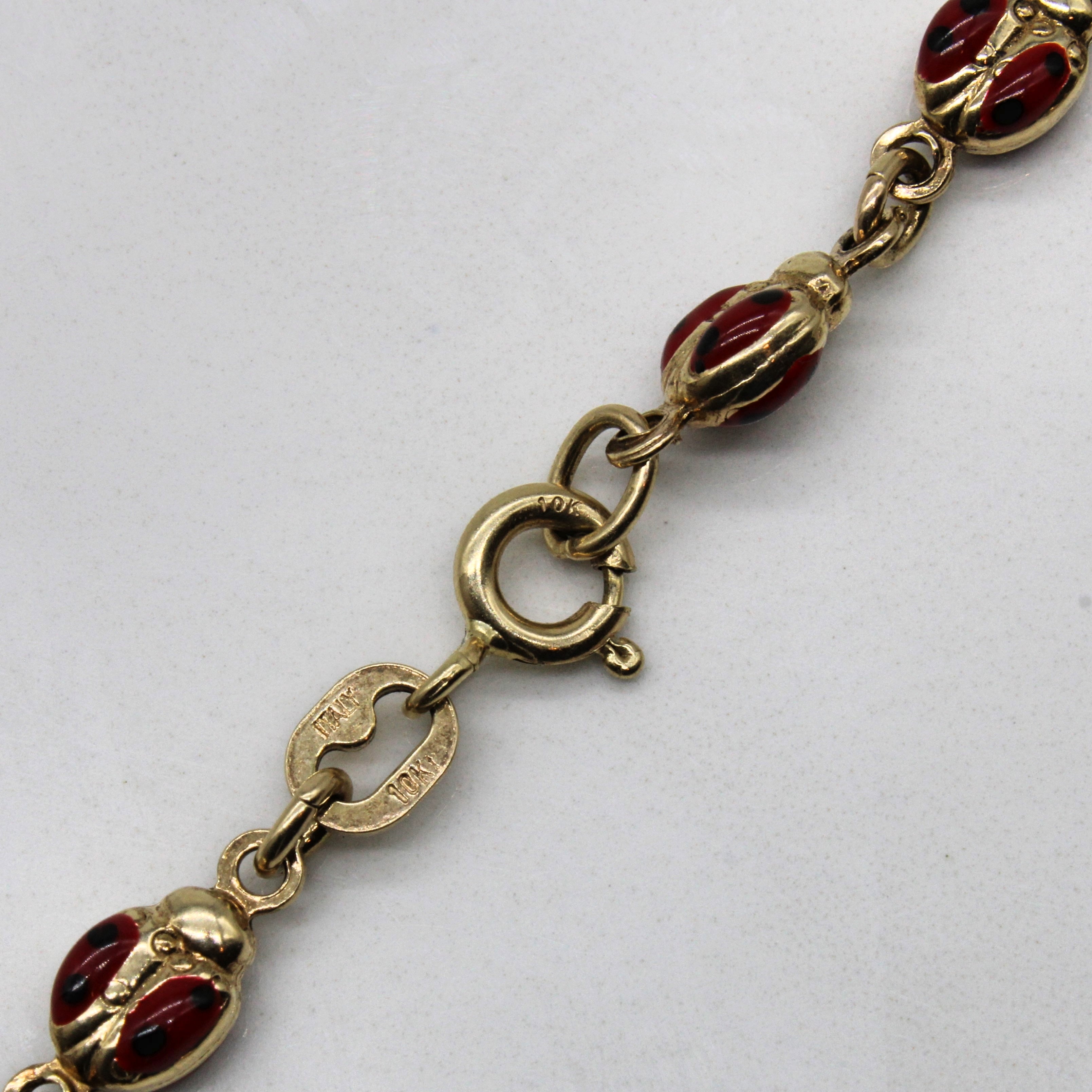 Enameled Ladybug Bracelet | 7.5" |