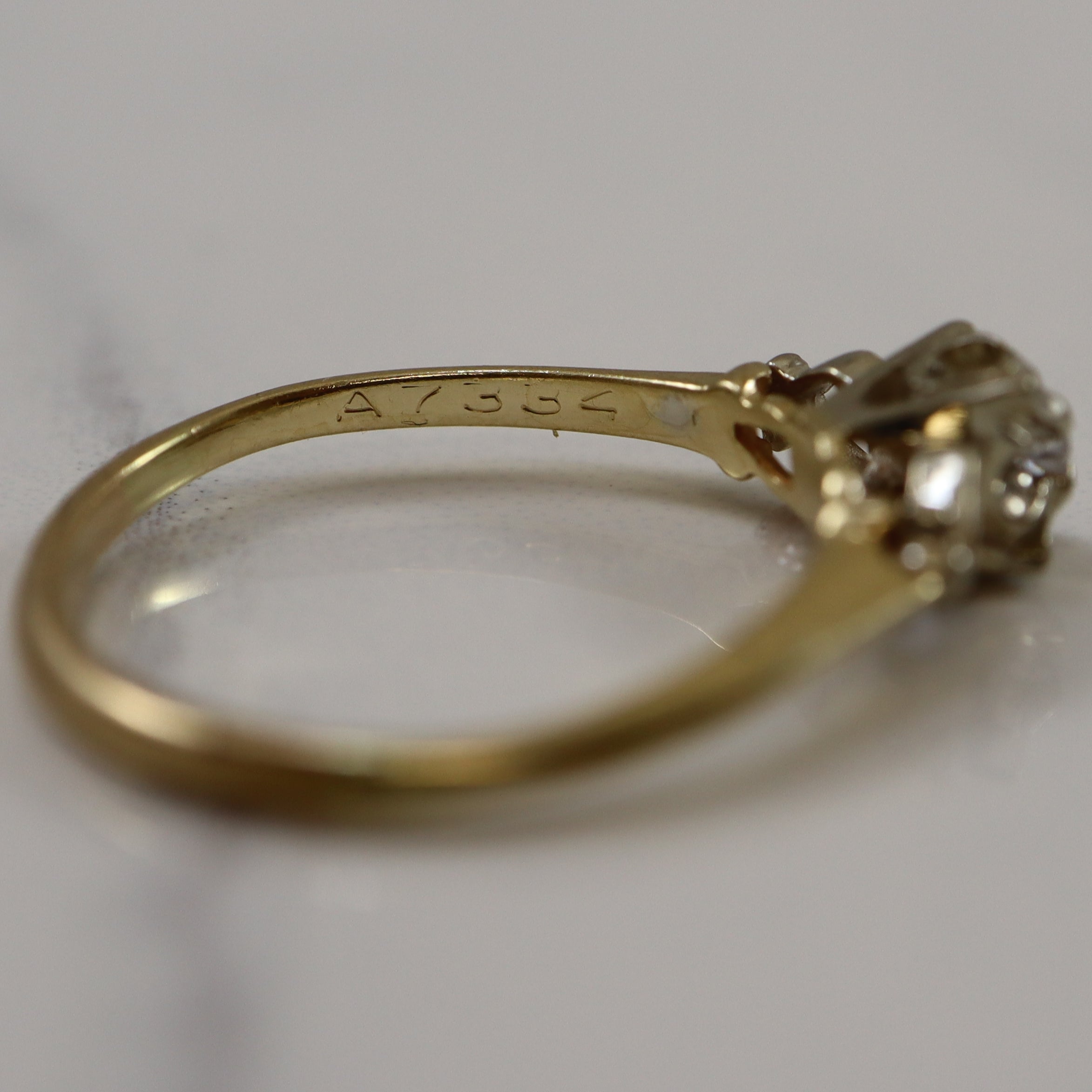 Bague solitaire rétro en diamant | 0,05 ct | Taille 7,5 |