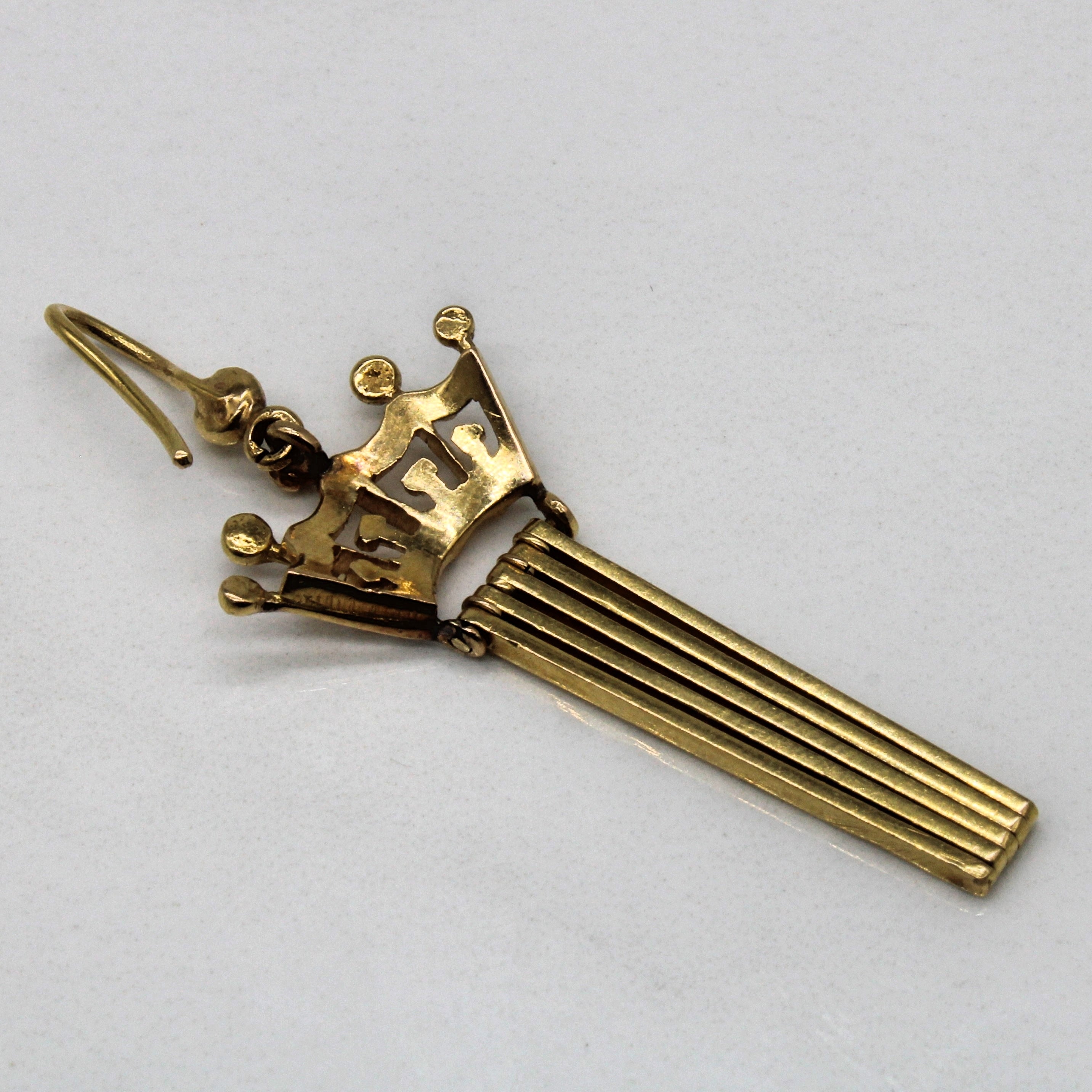 20k Yellow Gold Crown Drop Earrings |